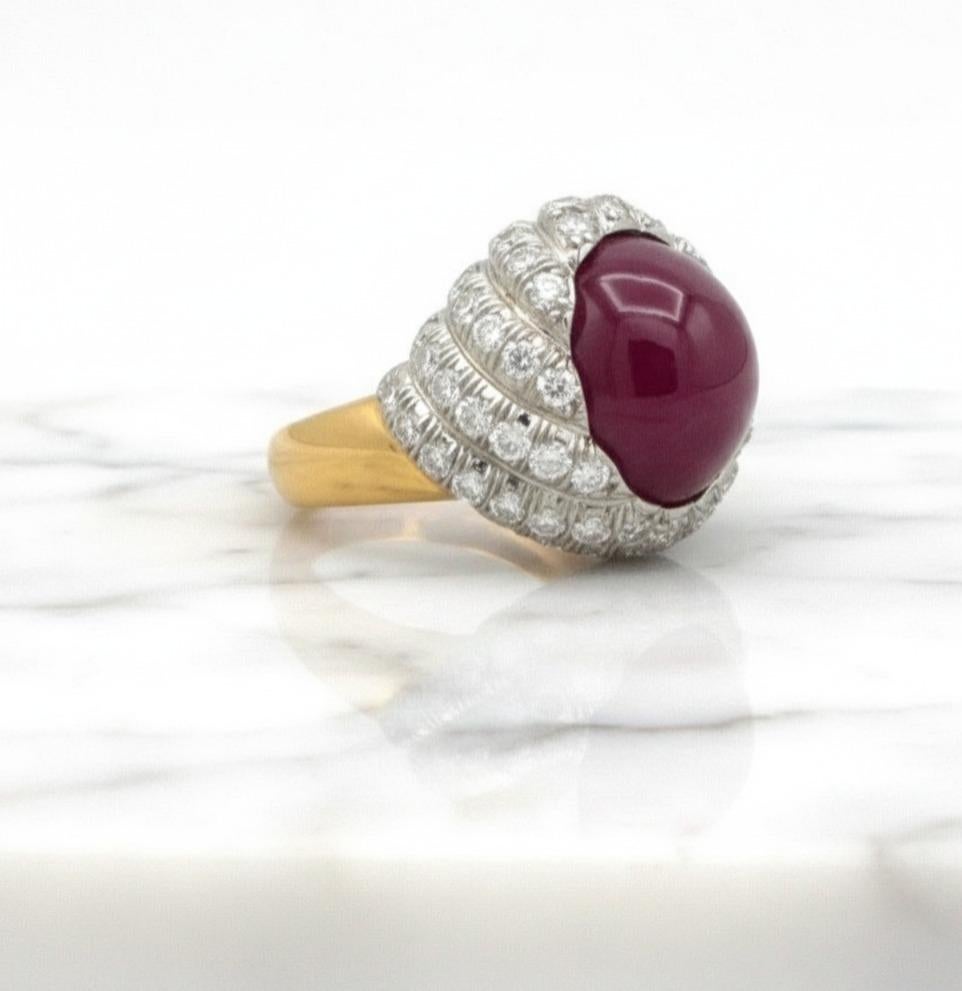Oscar Heyman - Bague en or 18 carats et platine avec rubis de Birmanie et diamants de 12,96 carats Excellent état - En vente à Chicago, IL
