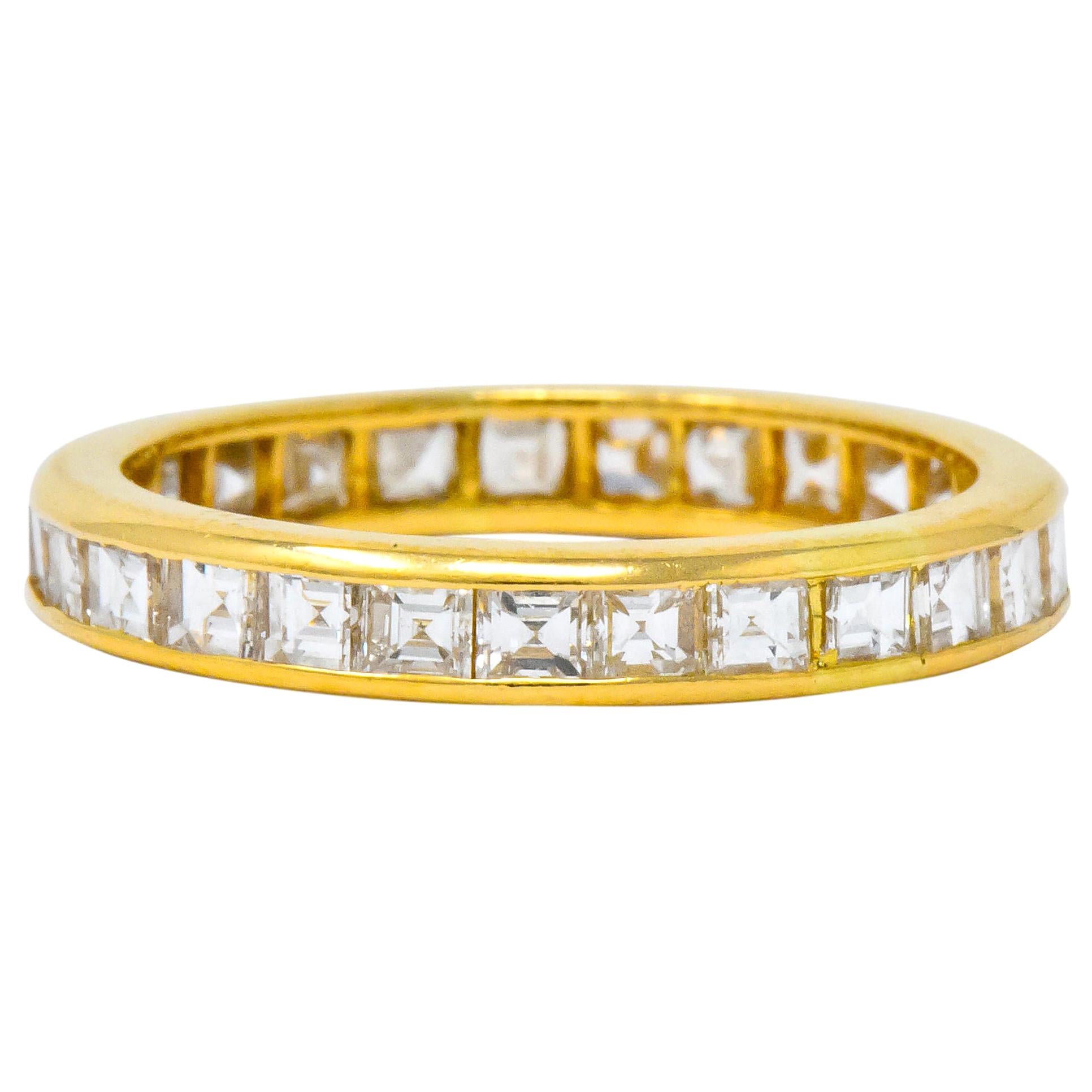 Oscar Heyman 1.35 Carat Square Step Diamond 18 Karat Gold Eternity Band Ring