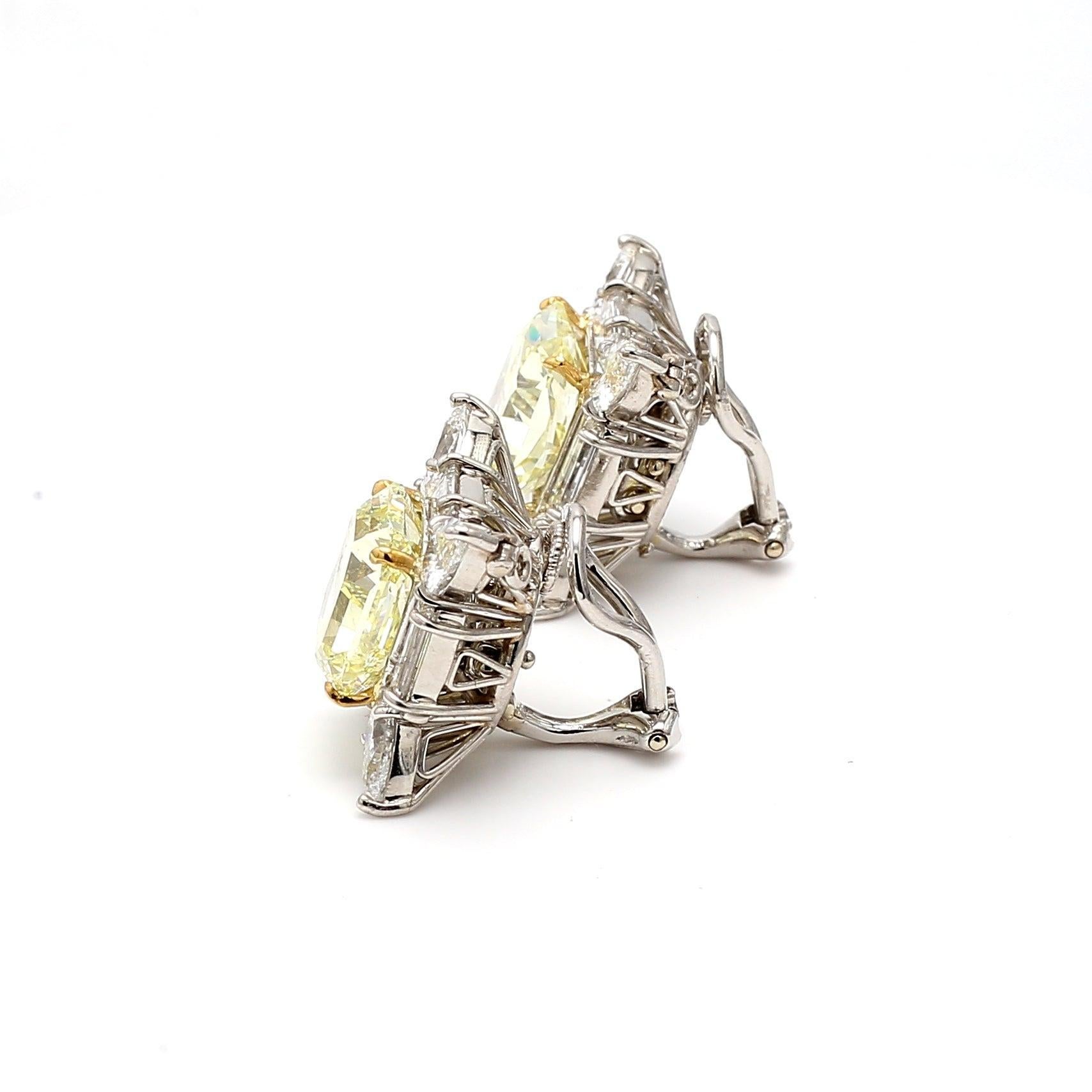 Oscar Heyman 13,72 Karat Ausgefallene gelbe Diamant-Platin-Ohrclips 1