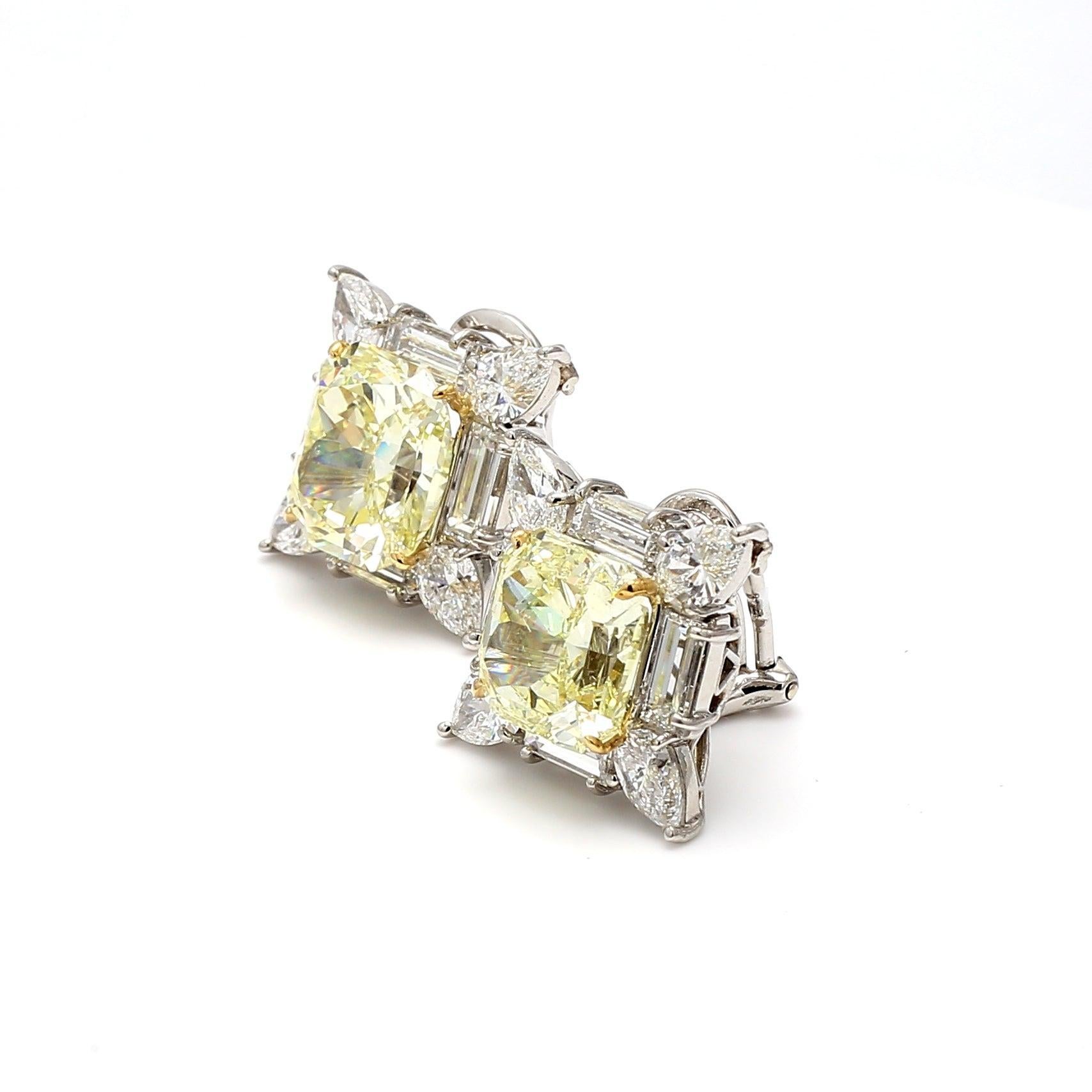 Oscar Heyman 13,72 Karat Ausgefallene gelbe Diamant-Platin-Ohrclips 2