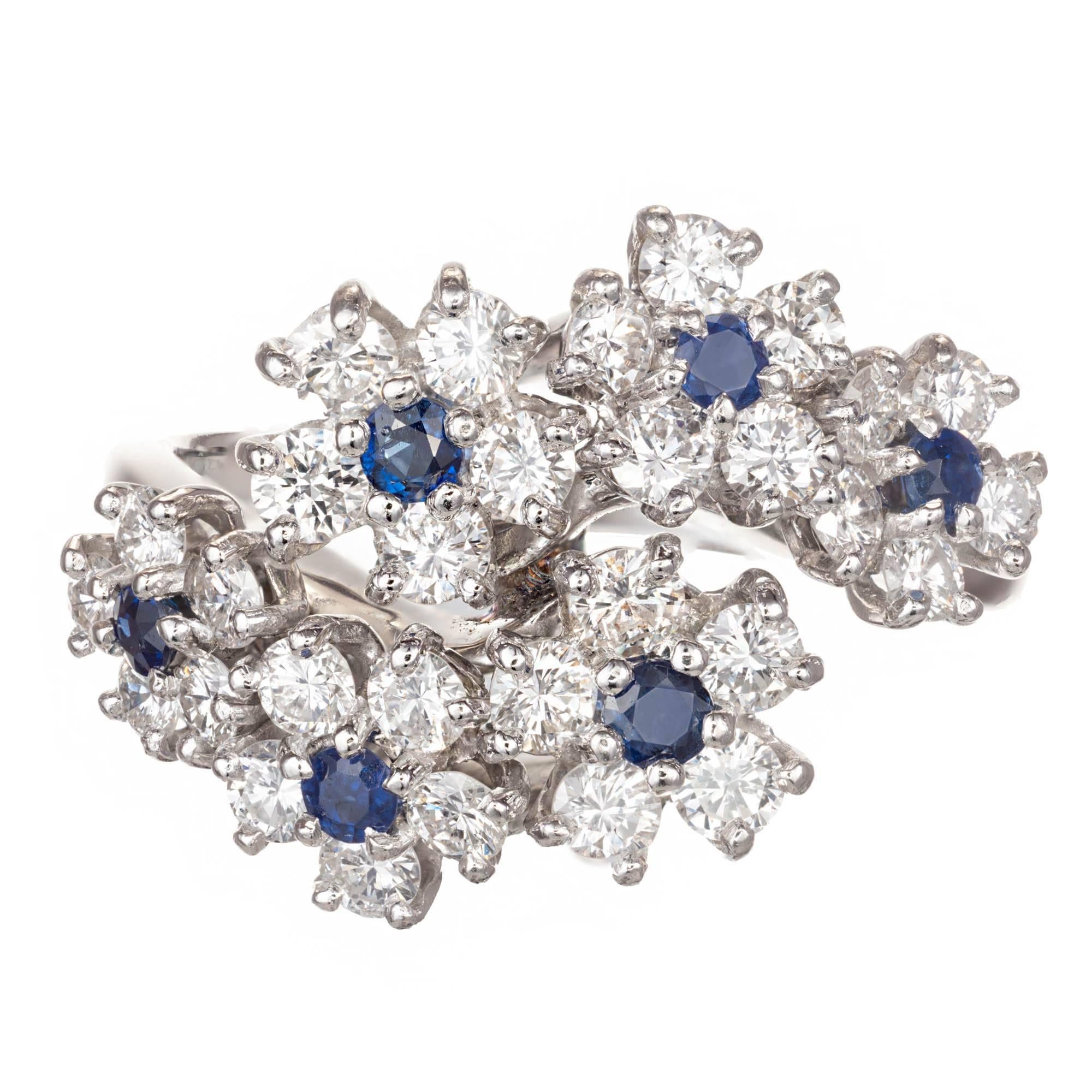 Oscar Heyman 1.40 Carat Diamond Sapphire Bypass Style Platinum Cocktail Ring