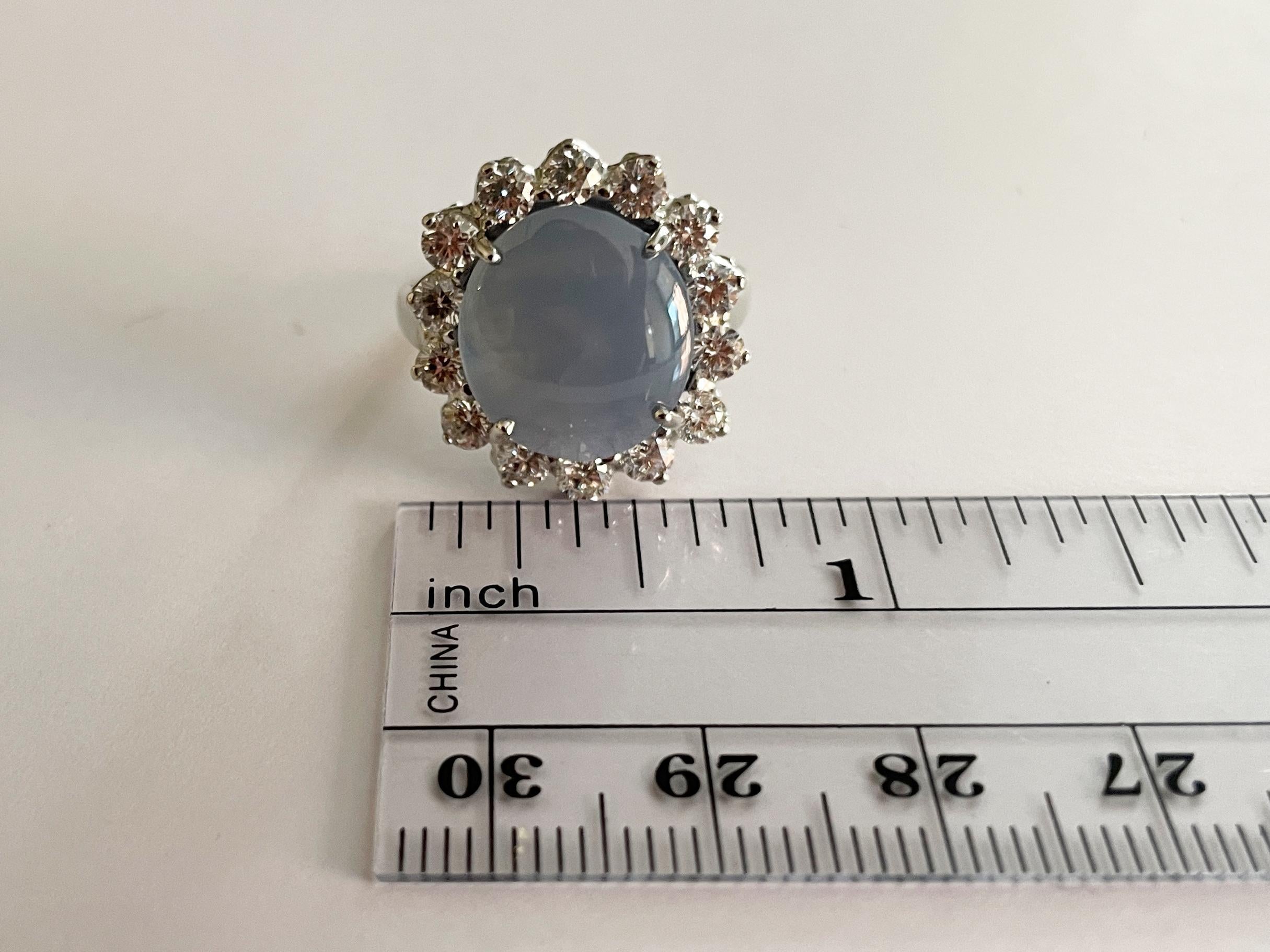 Oscar Heyman 14.21ct Cat's-Eye Sapphire & Diamond Ring For Sale 5