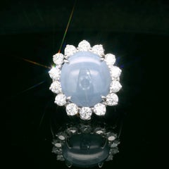 Oscar Heyman 14,21 Karat Katzenauge Saphir & Diamantring