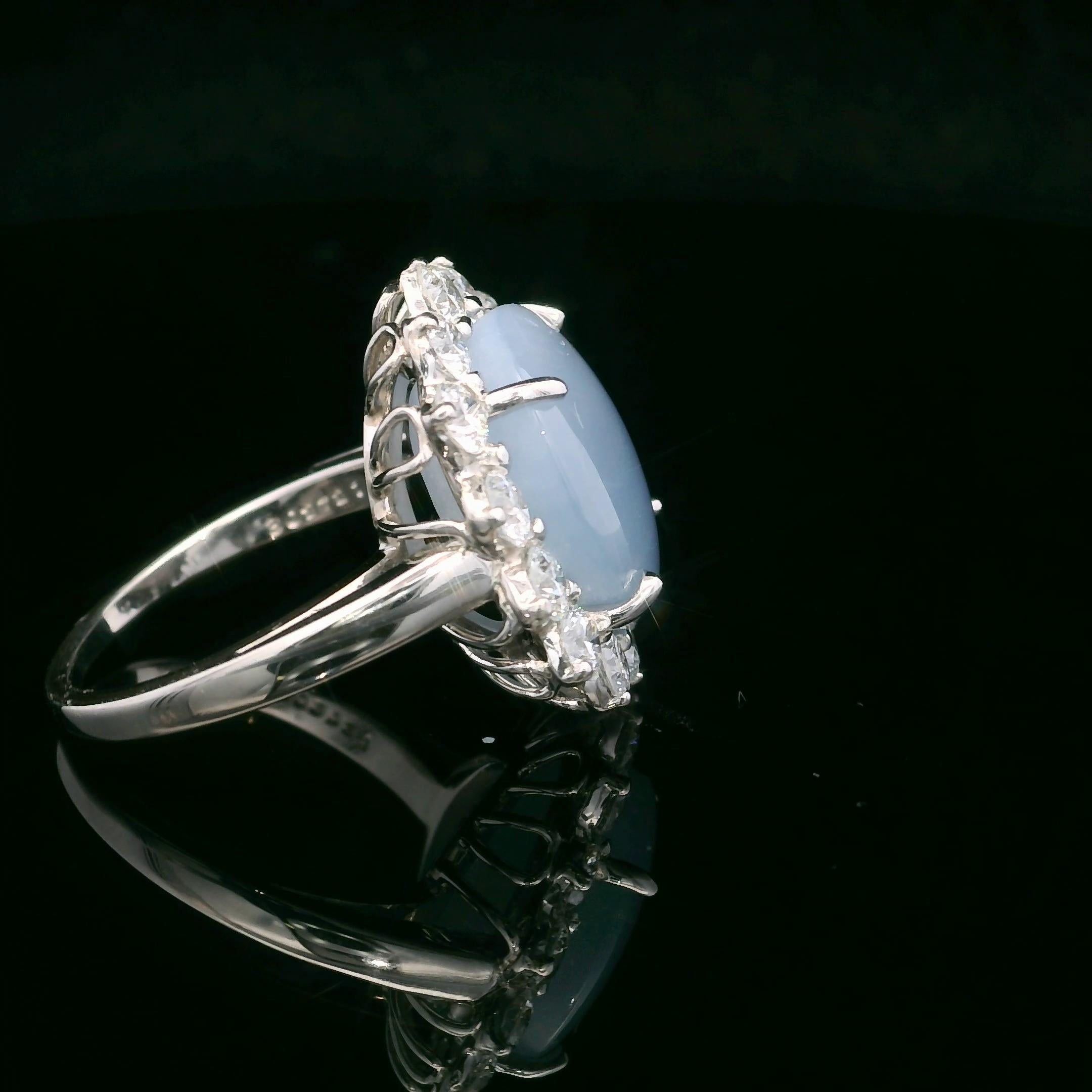 Oscar Heyman 14.21ct Cat's-Eye Sapphire & Diamond Ring In New Condition For Sale In New York City, NY