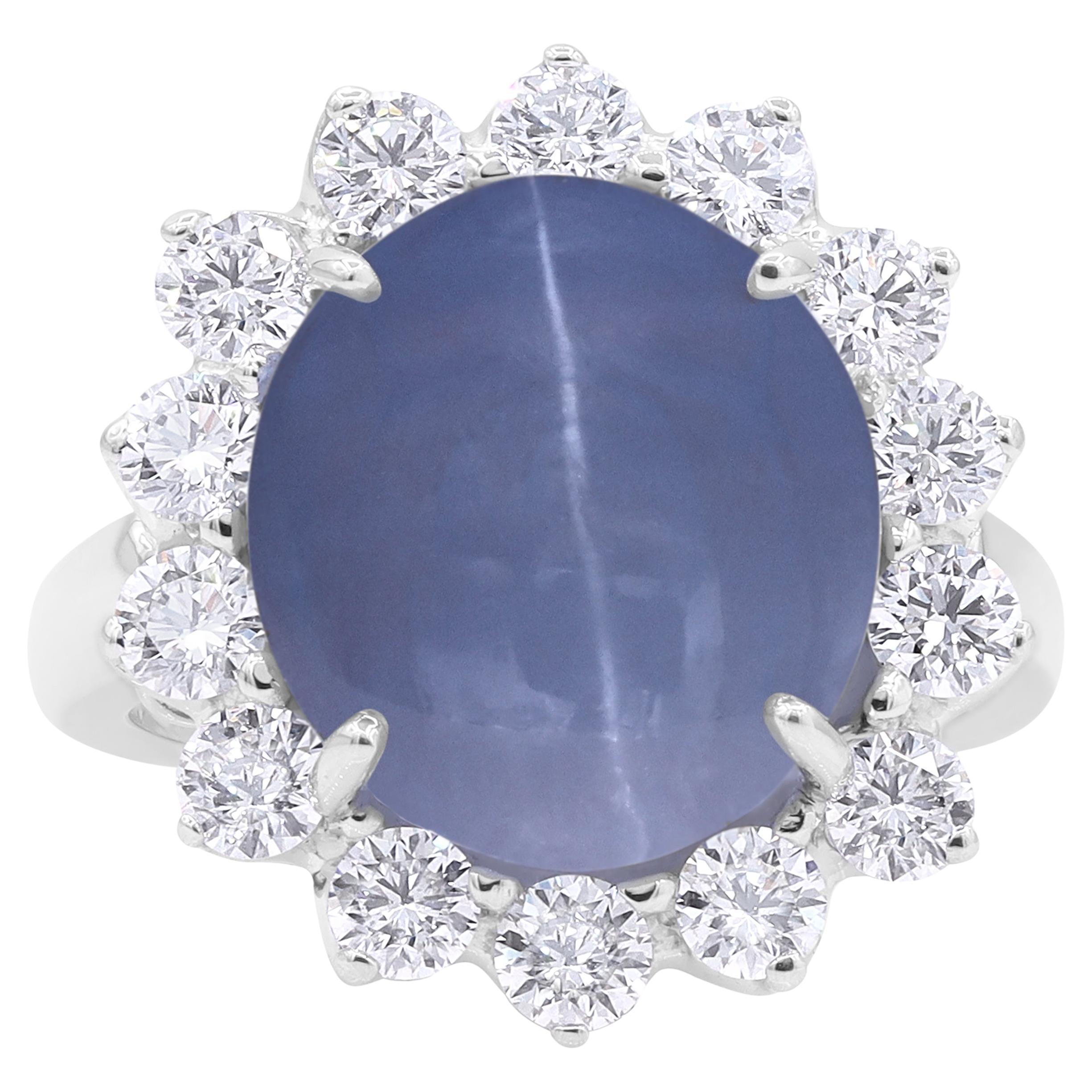 Oscar Heyman 14.21ct Cat's-Eye Sapphire & Diamond Ring