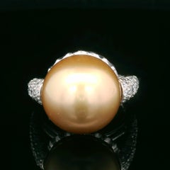 Oscar Heyman 14 mm Goldener Südseeperlen- und Diamantring