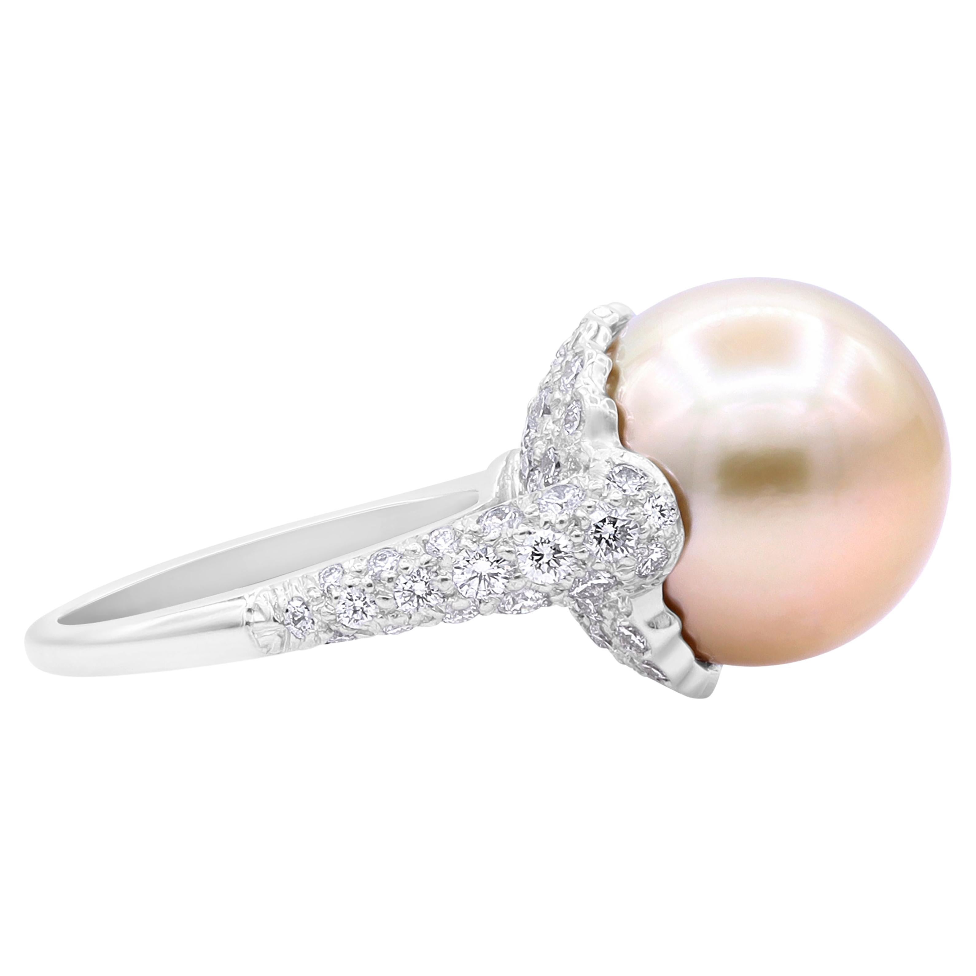 Oscar Heyman 14mm Golden South Sea Pearl & Diamond Ring