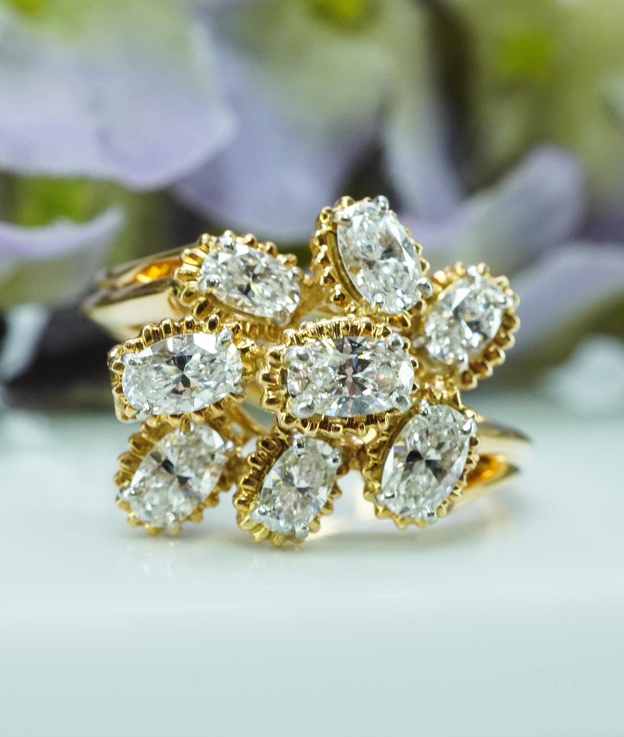 Oval Cut OSCAR HEYMAN 1.59ct VVS-D Diamond Ring 18K Gold Platinum Estate For Sale