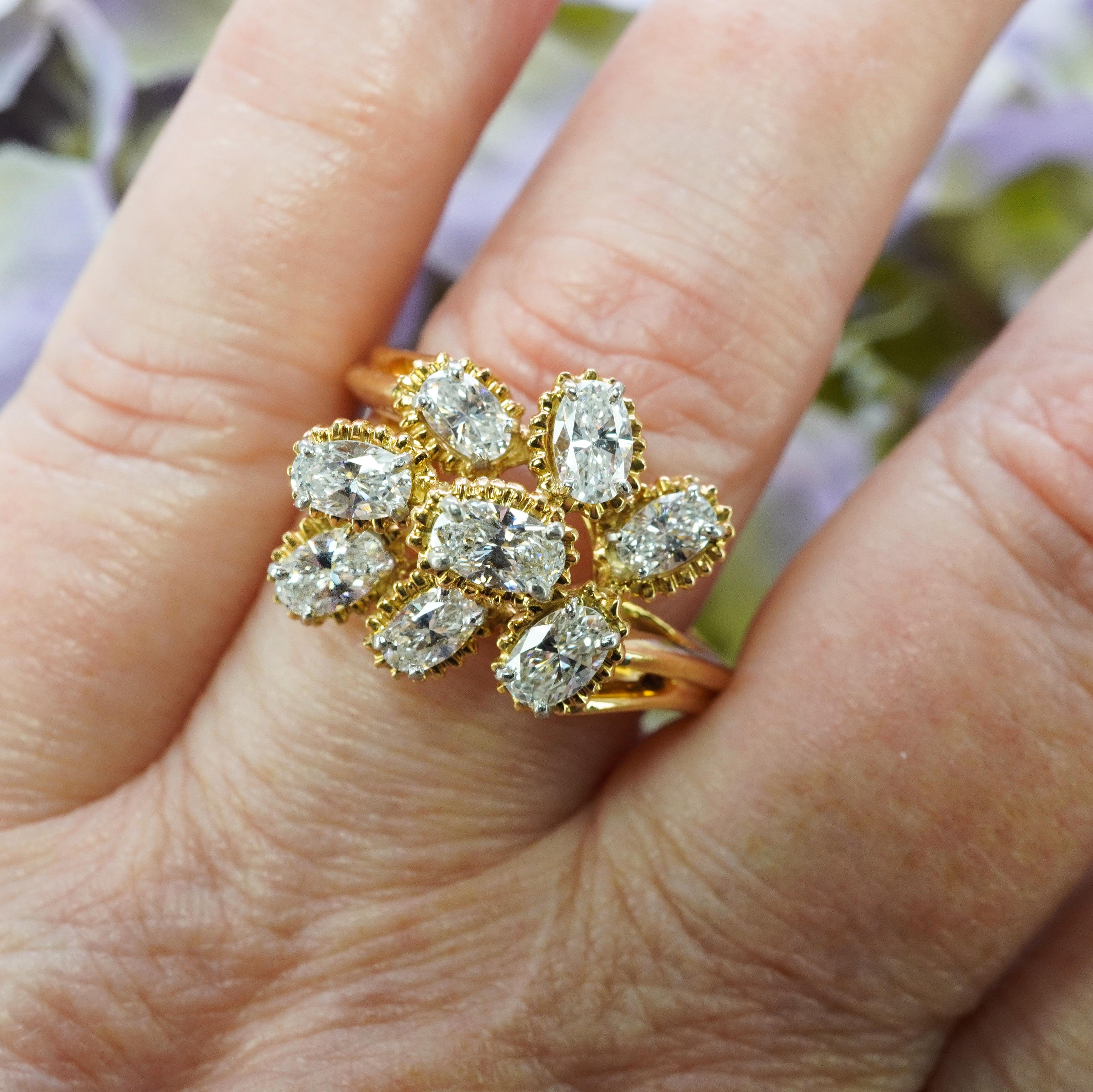 OSCAR HEYMAN 1.59ct VVS-D Diamond Ring 18K Gold Platinum Estate For Sale 1