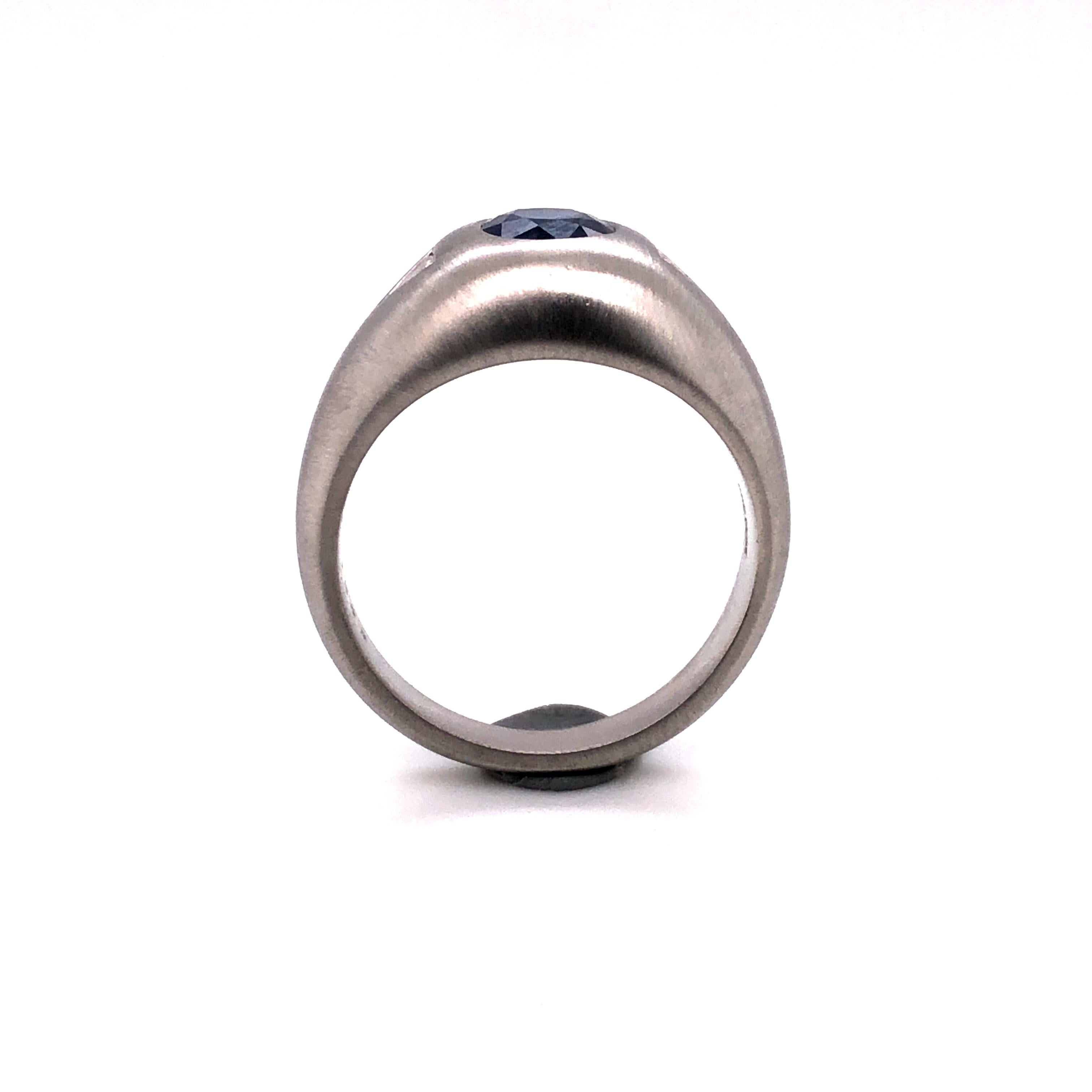 Oscar Heyman 1.72 Carat Sapphire & Diamond Gent's Ring For Sale 2
