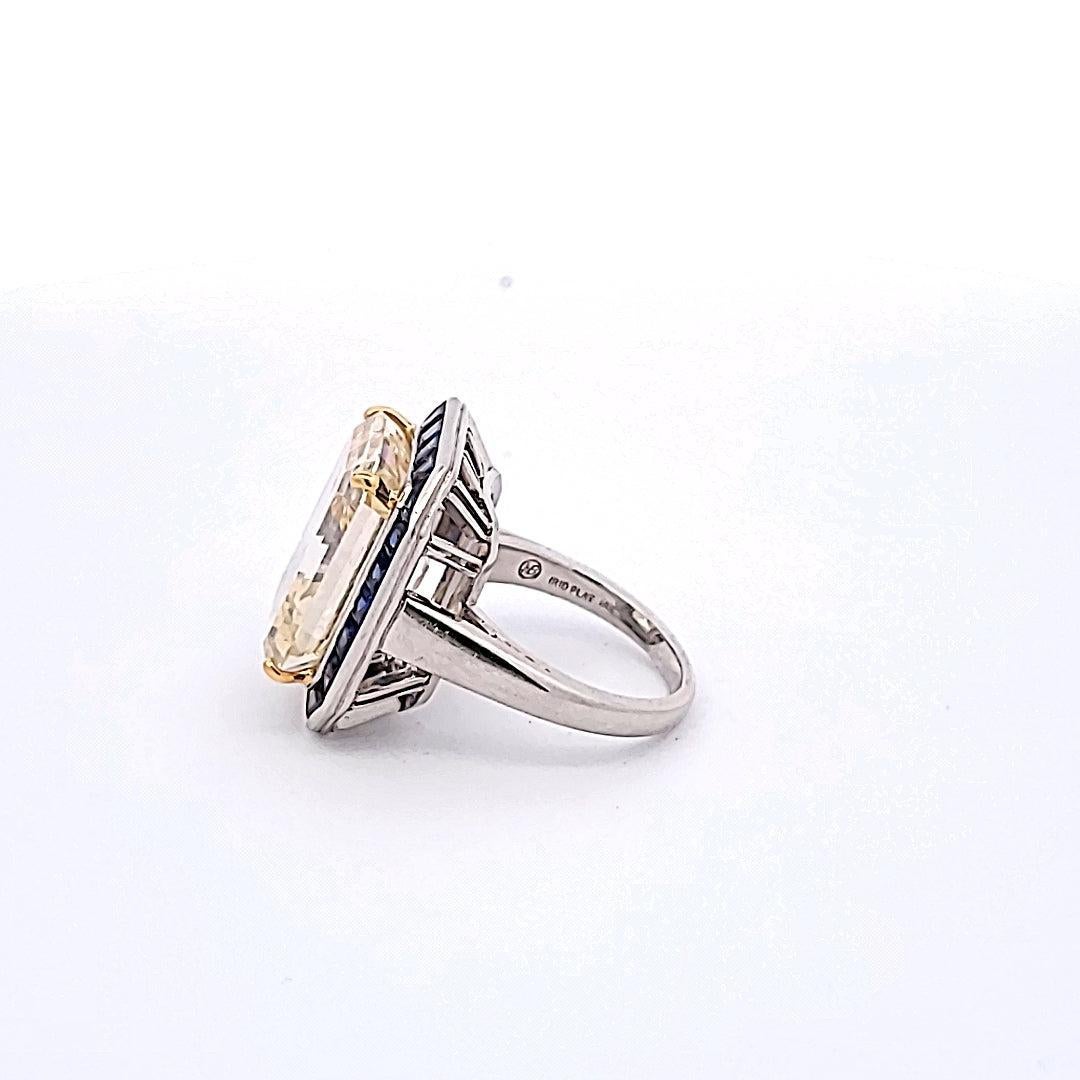 Oscar Heyman, bague cocktail Flyb-SI1 en or 18 carats avec diamants taille émeraude de 17,35 carats en vente 1