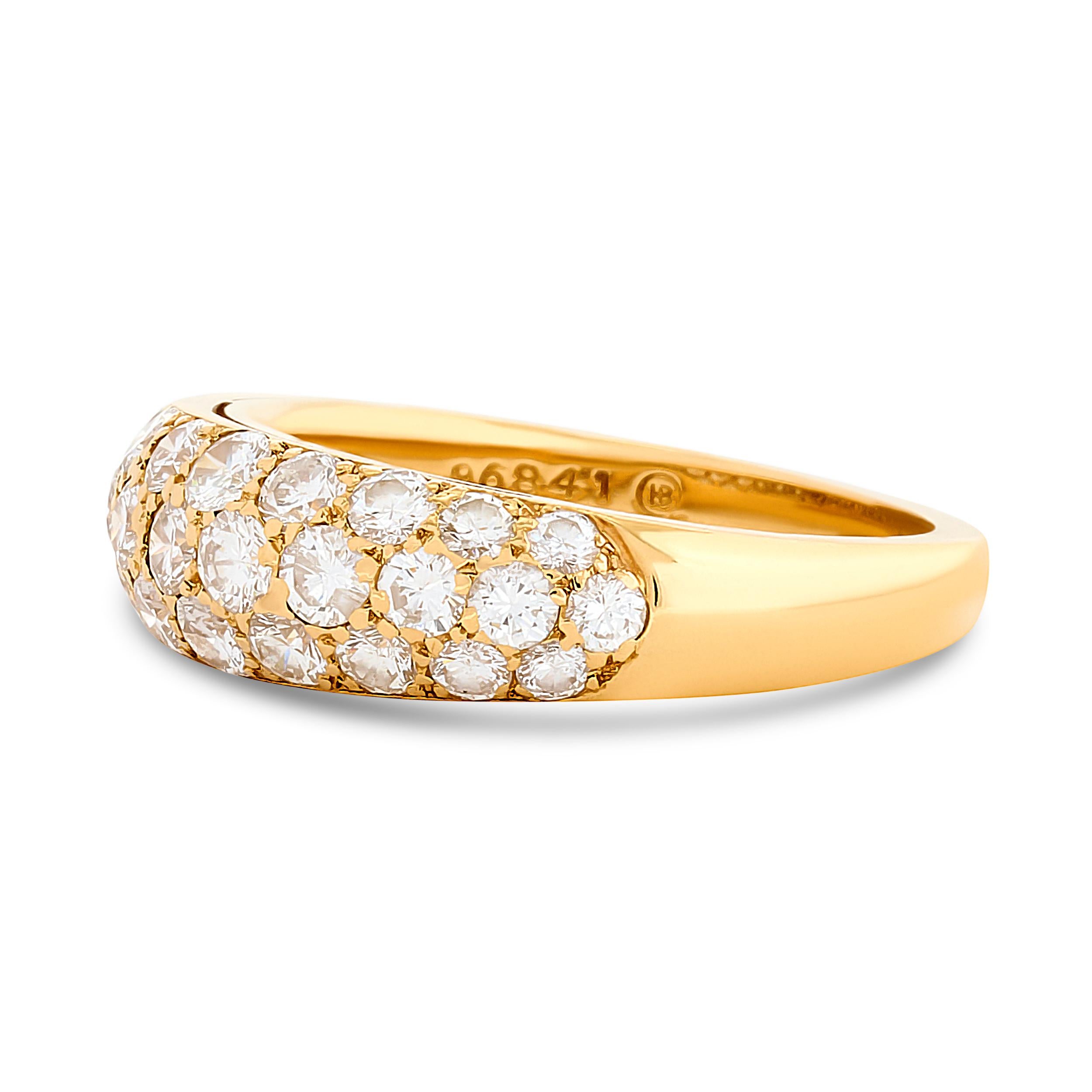 Round Cut Oscar Heyman 18 Karat Yellow Gold Diamond Dome Ring For Sale