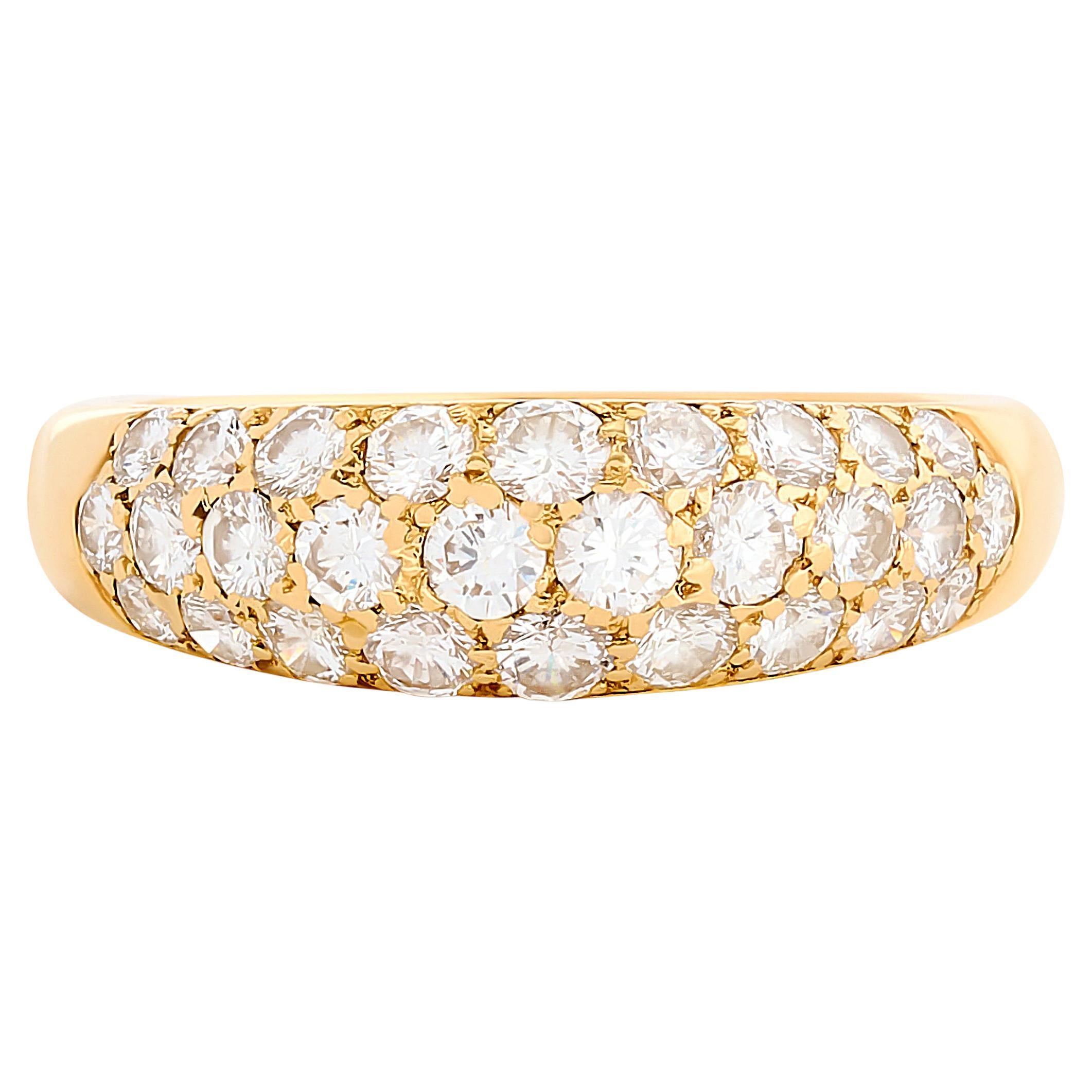 Oscar Heyman 18 Karat Yellow Gold Diamond Dome Ring For Sale