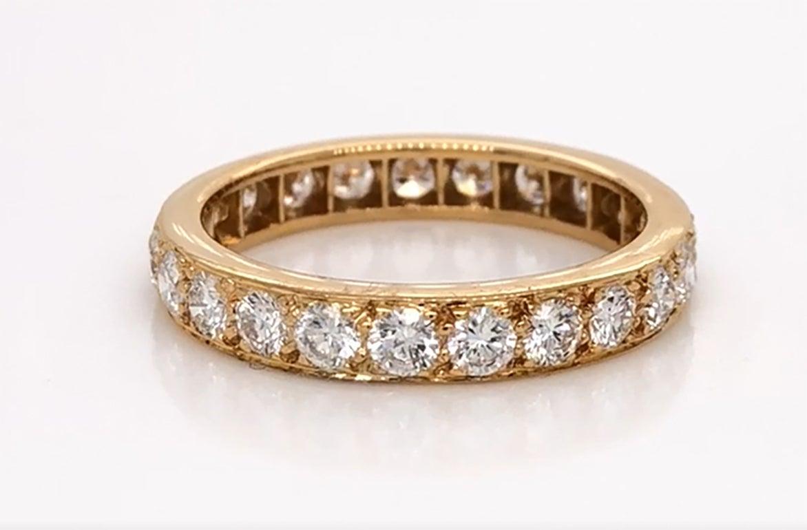 Oscar Heyman 18 Karat Yellow Gold Round Diamond Eternity Wedding Band Ring 3