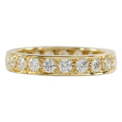 Oscar Heyman 18 Karat Yellow Gold Round Diamond Eternity Wedding Band Ring