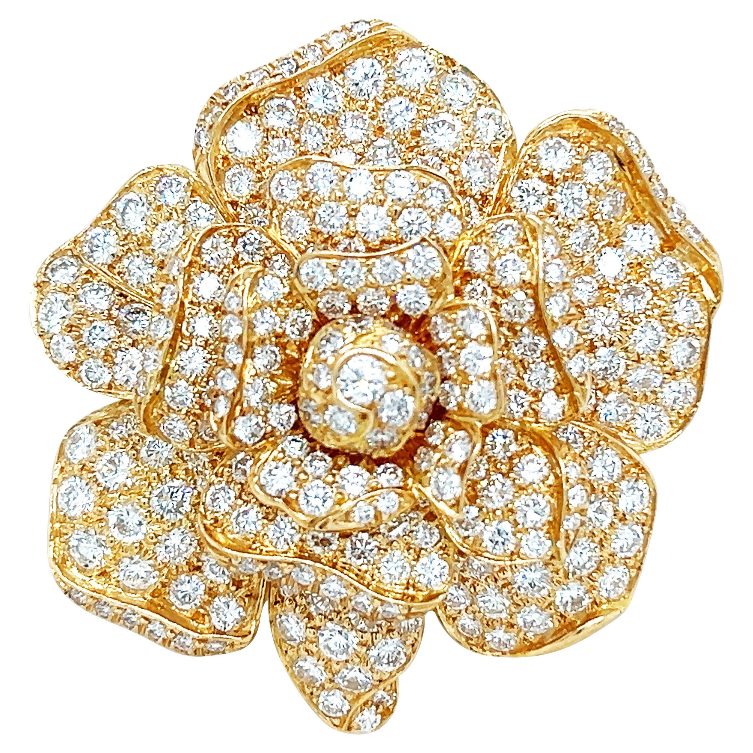 Oscar Heyman, 18K Gold Diamond Brooch, Certificate