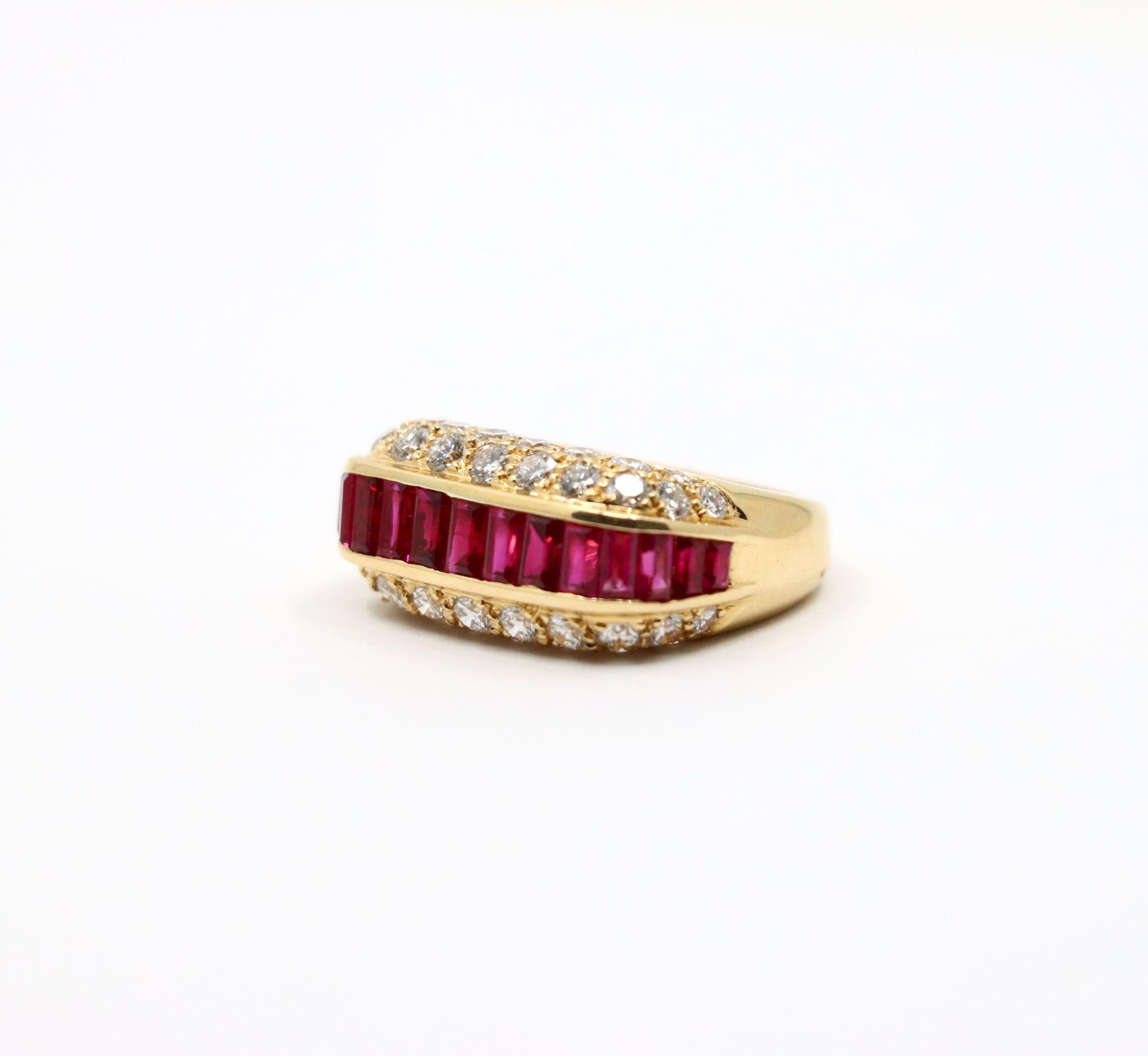Oscar Heyman - Anello con diamante e rubino in oro 18 carati in vendita 5