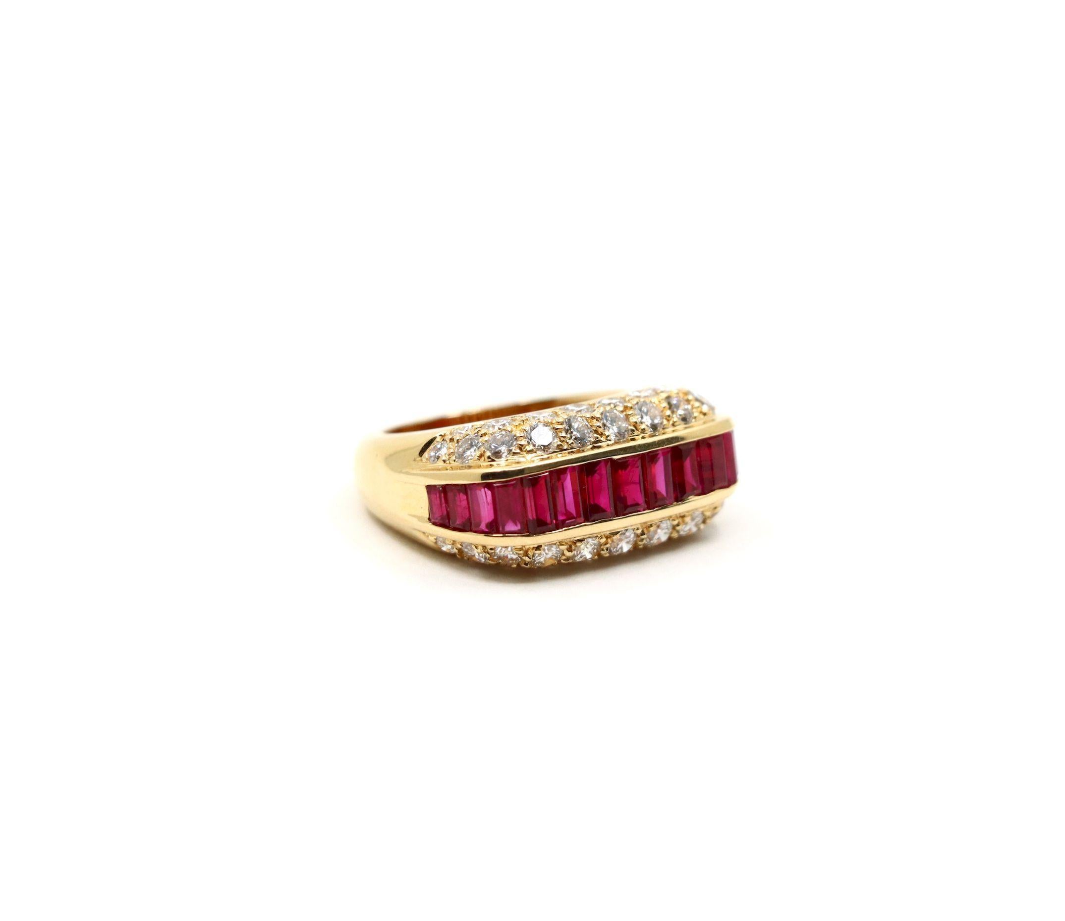 Oscar Heyman - Anello con diamante e rubino in oro 18 carati in vendita 7