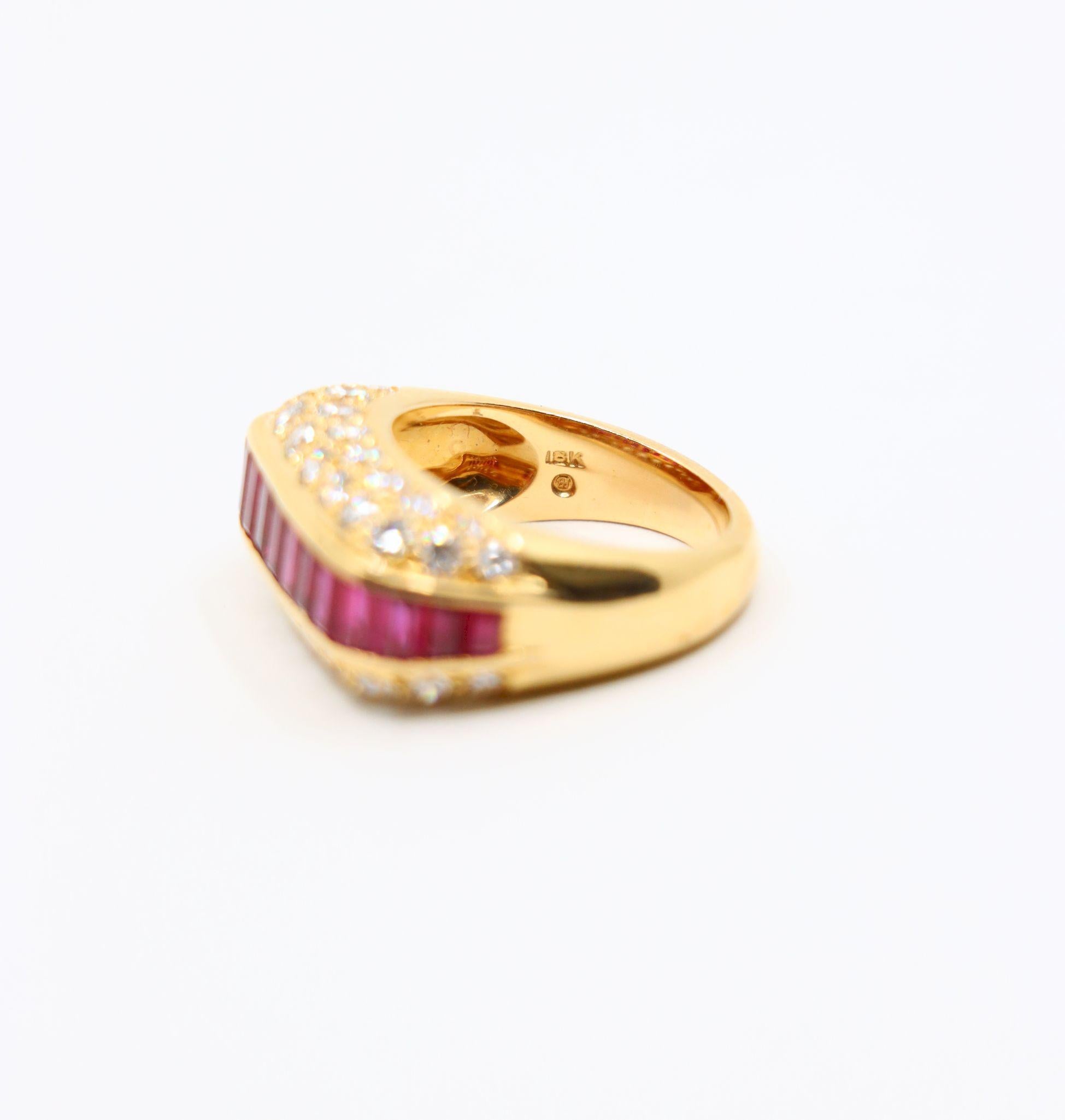 Oscar Heyman - Anello con diamante e rubino in oro 18 carati in vendita 8