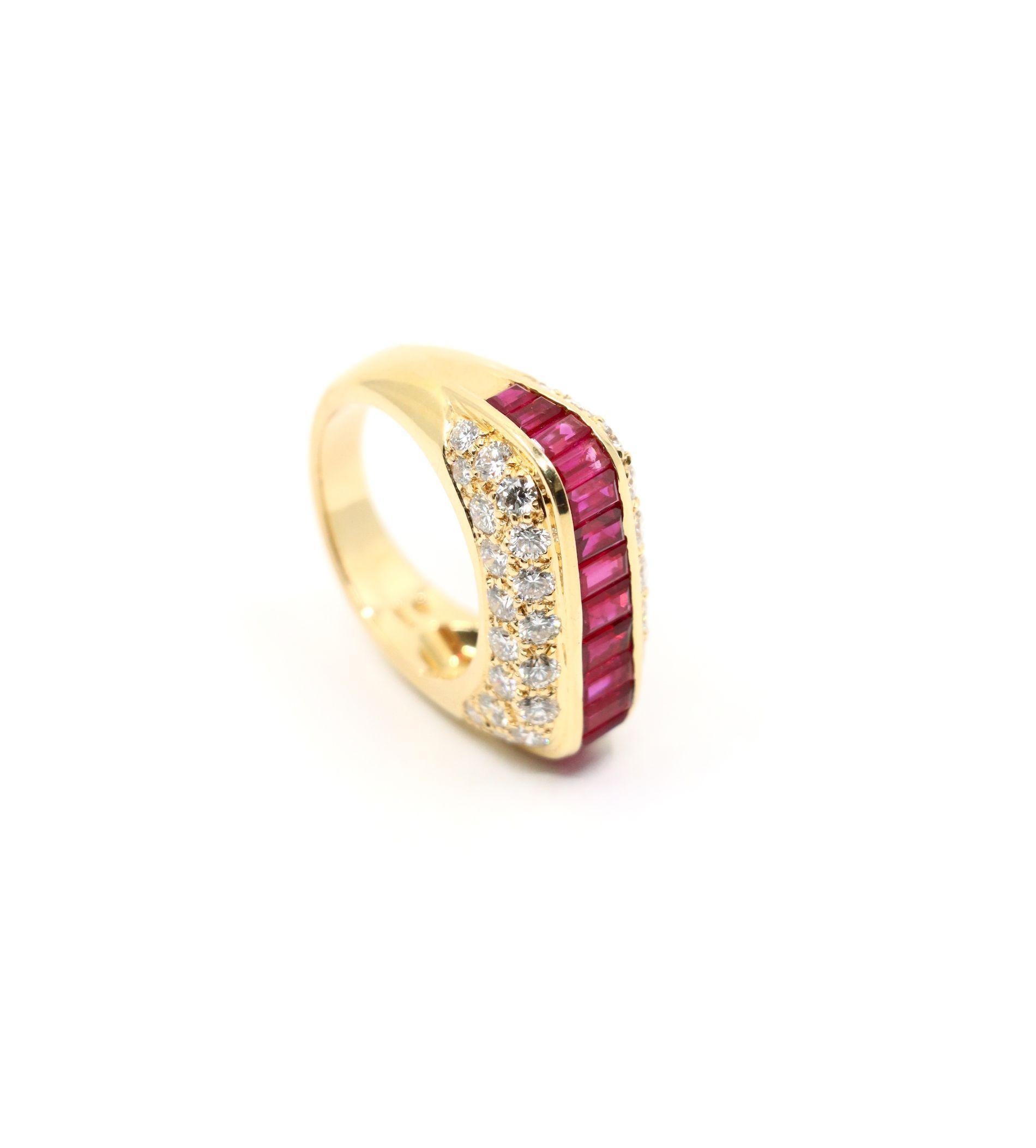Oscar Heyman - Anello con diamante e rubino in oro 18 carati in vendita 10