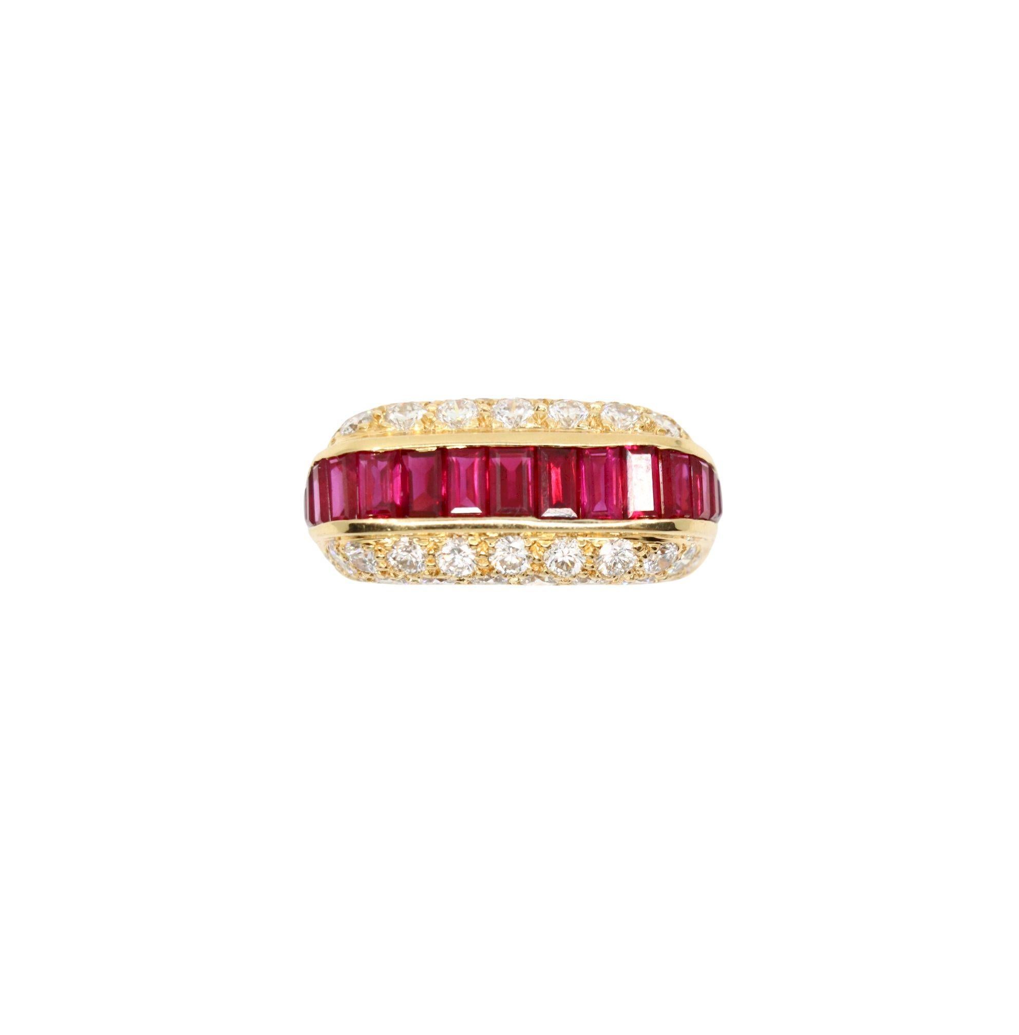 Donna Oscar Heyman - Anello con diamante e rubino in oro 18 carati in vendita