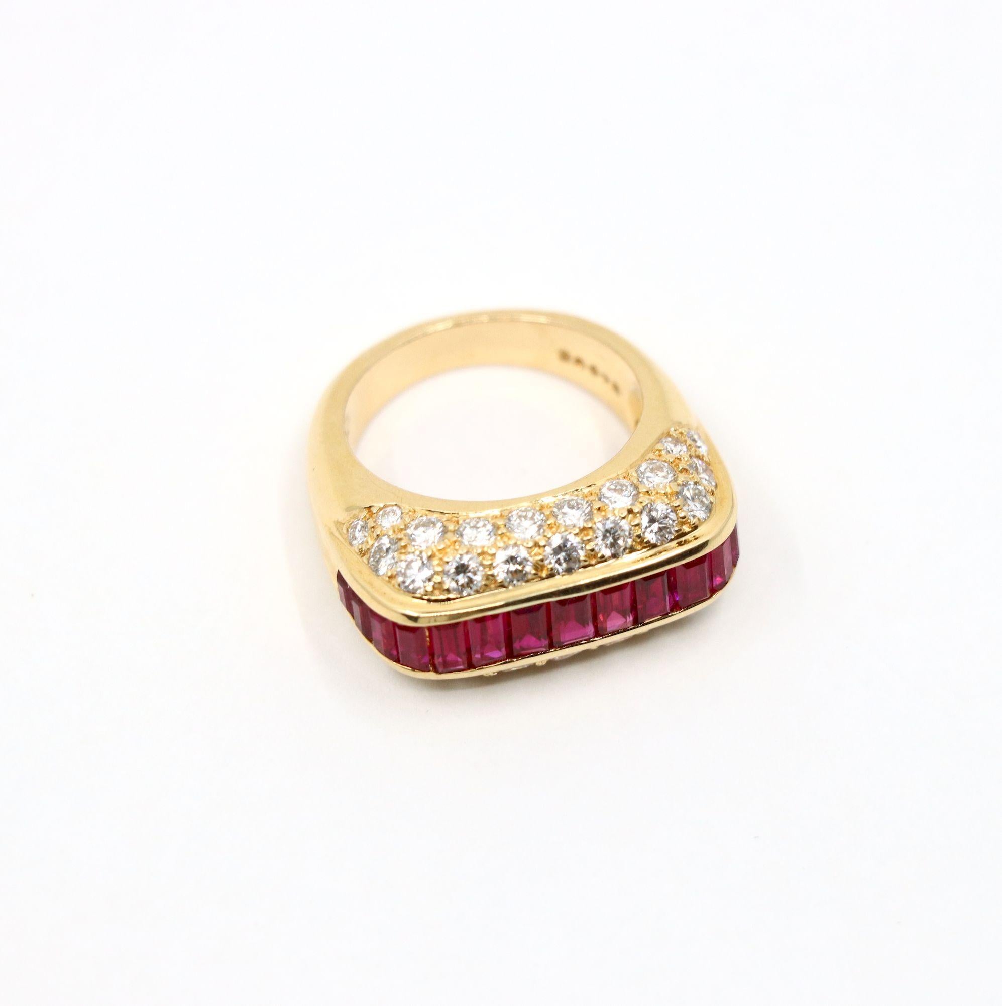 Oscar Heyman - Anello con diamante e rubino in oro 18 carati in vendita 2