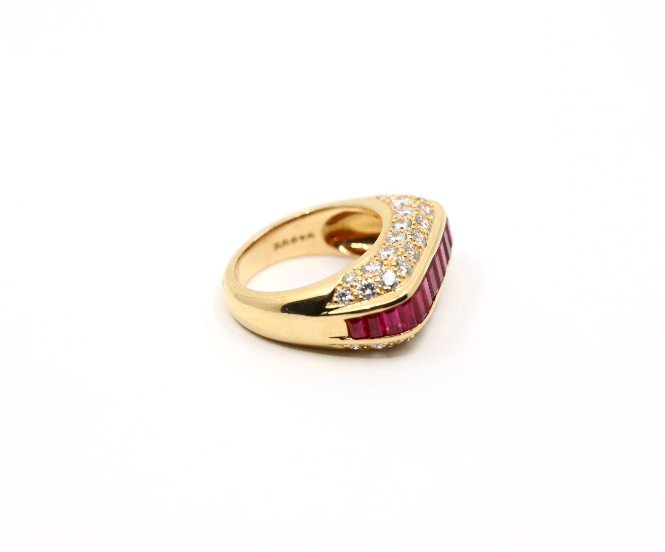 Oscar Heyman - Anello con diamante e rubino in oro 18 carati in vendita 3