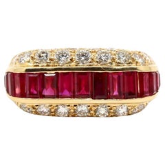 Oscar Heyman - Anello con diamante e rubino in oro 18 carati
