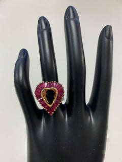 Oscar Heyman 18 Karat Gold Ruby Heart Shaped 'Ballerina' Style Ring