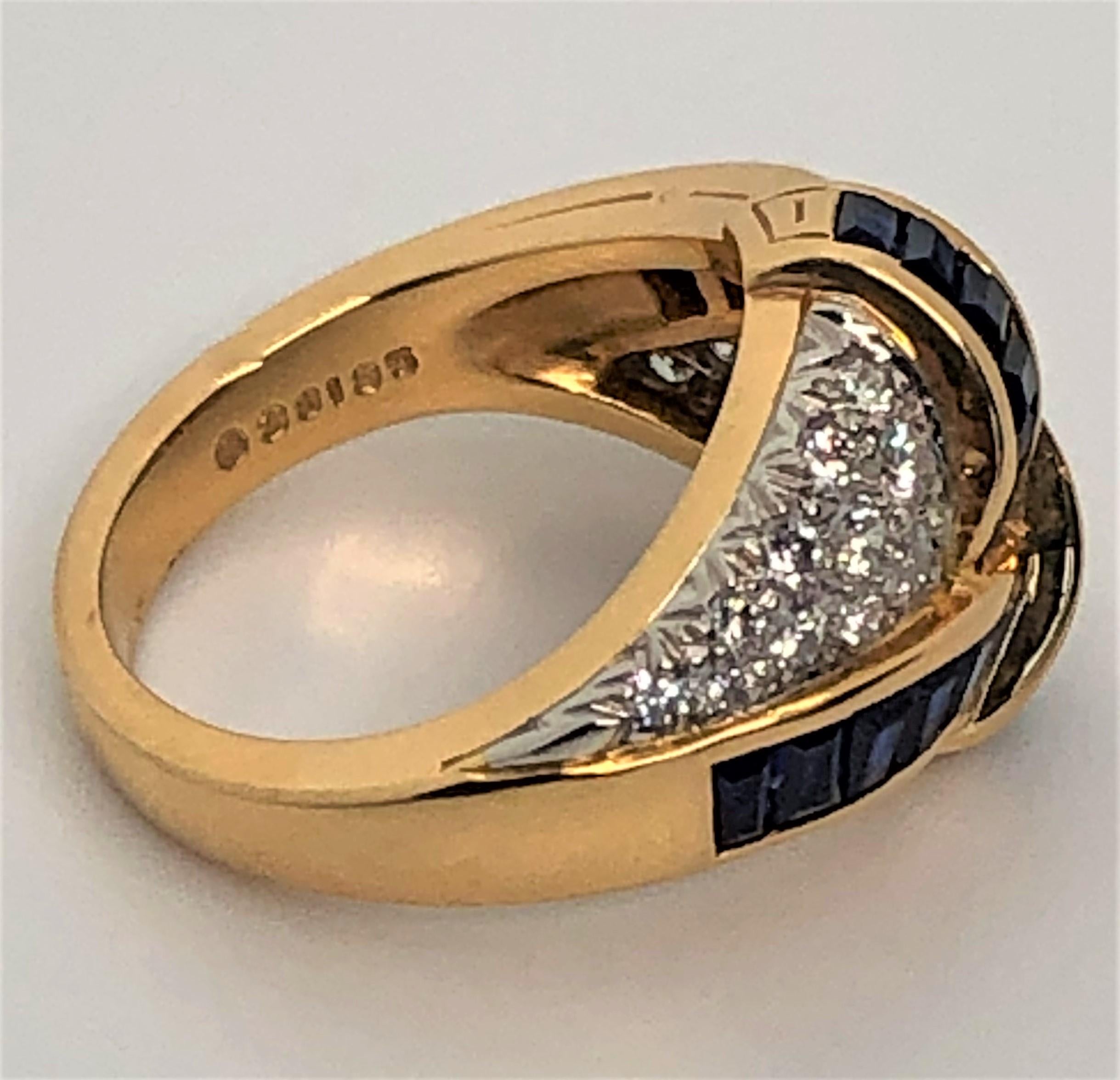 Oscar Heyman 18 Karat Platin Saphir-Diamant-Ring (Baguetteschliff) im Angebot