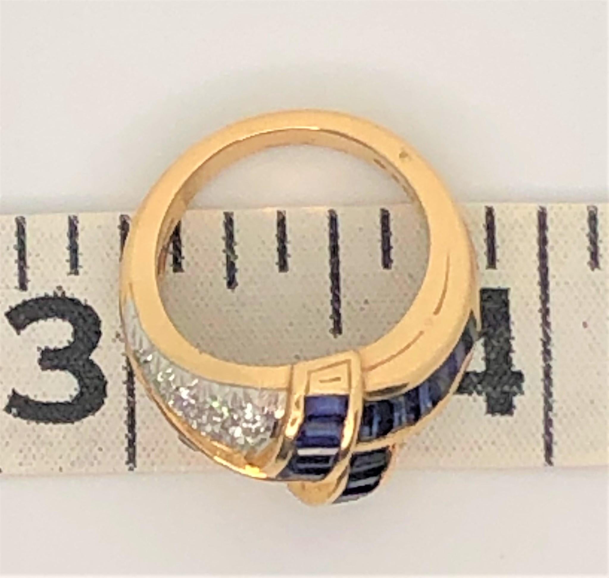 Baguette Cut Oscar Heyman 18 Karat Platinum Sapphire Diamond Ring For Sale