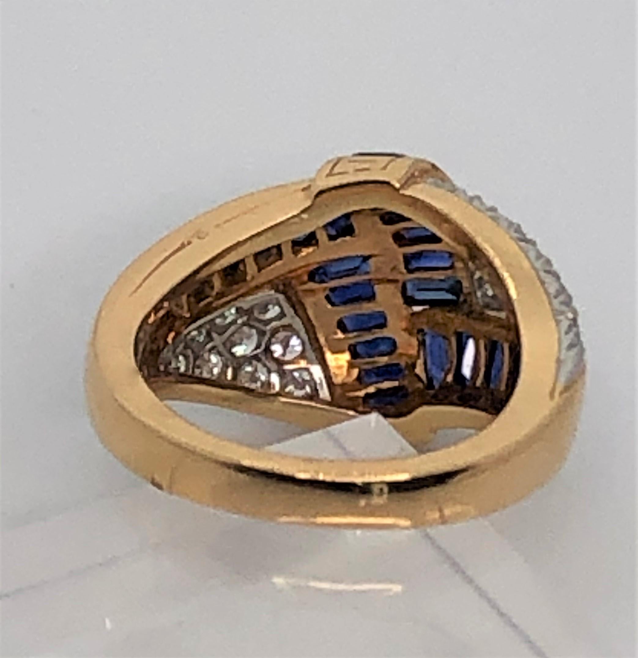 Oscar Heyman 18 Karat Platinum Sapphire Diamond Ring In New Condition For Sale In Cincinnati, OH