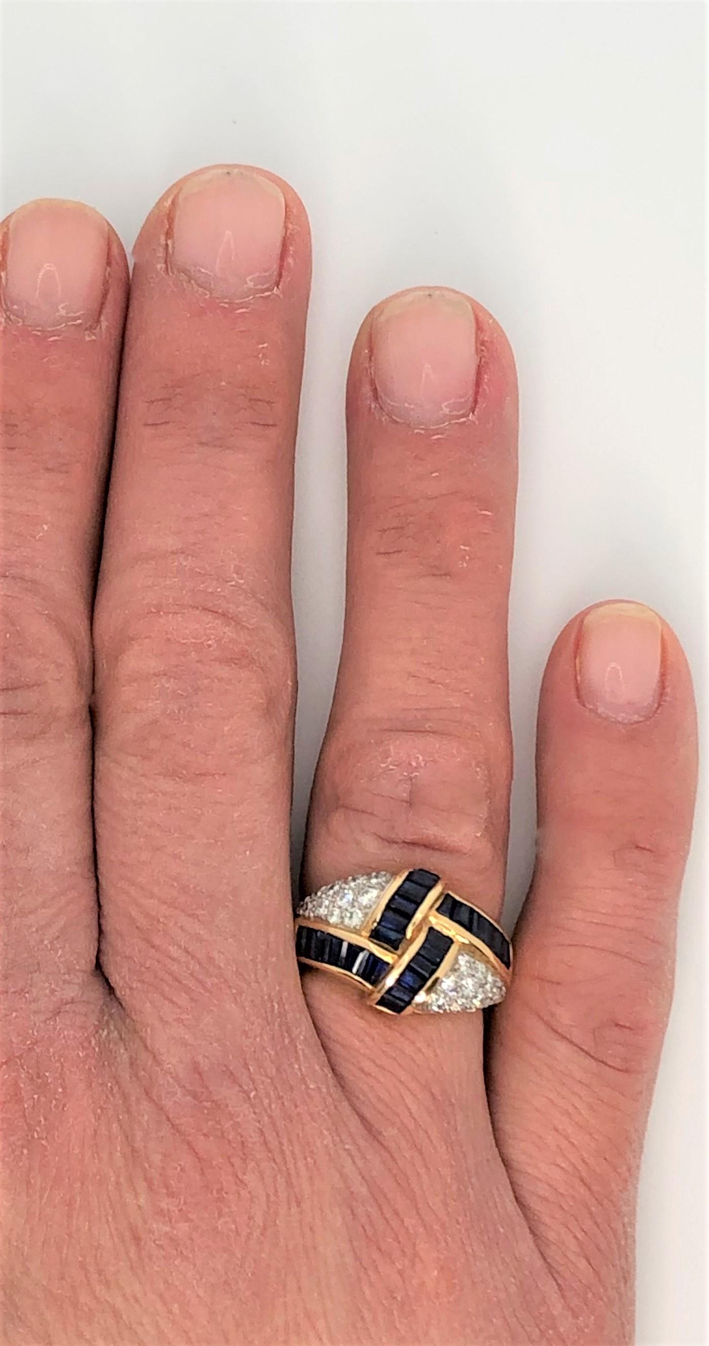 Women's or Men's Oscar Heyman 18 Karat Platinum Sapphire Diamond Ring For Sale