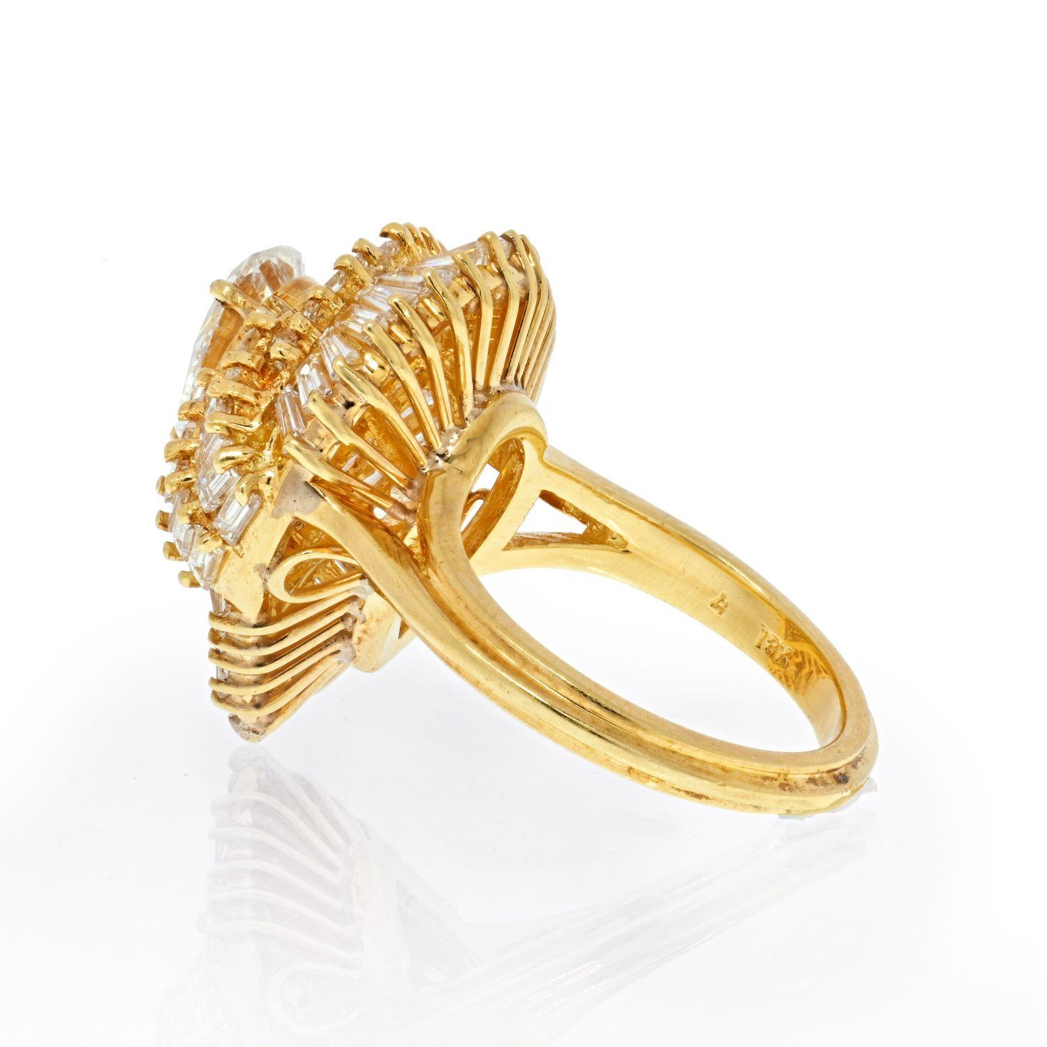 Modern Oscar Heyman 18K Yellow Gold 1.27ct Pear Cut Ballerina Ring