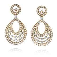 18K Yellow Gold 13.00cttw Diamond Dangling Chandelier Earrings