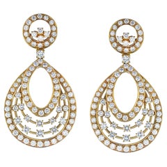 18K Yellow Gold 13 Cts Diamond Dangling Earrings
