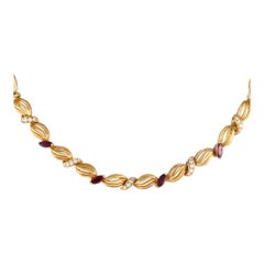 Oscar Heyman Halskette MF04-101024, 18 Karat Gelbgold 1,48 Karat Diamant und 5,88 Karat Rubin