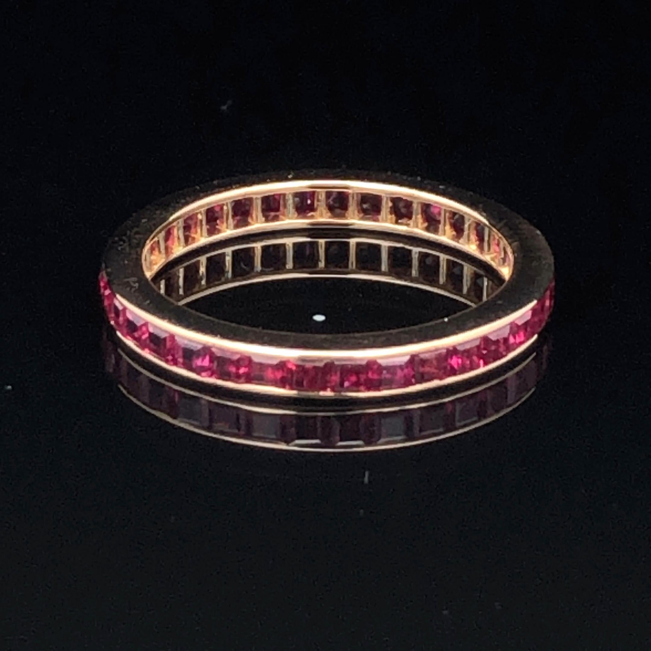 Femenino o masculino Oscar Heyman Anillo de oro amarillo de 18 quilates con rubí cuadrado de 2,5 mm, talla 6,25 en venta