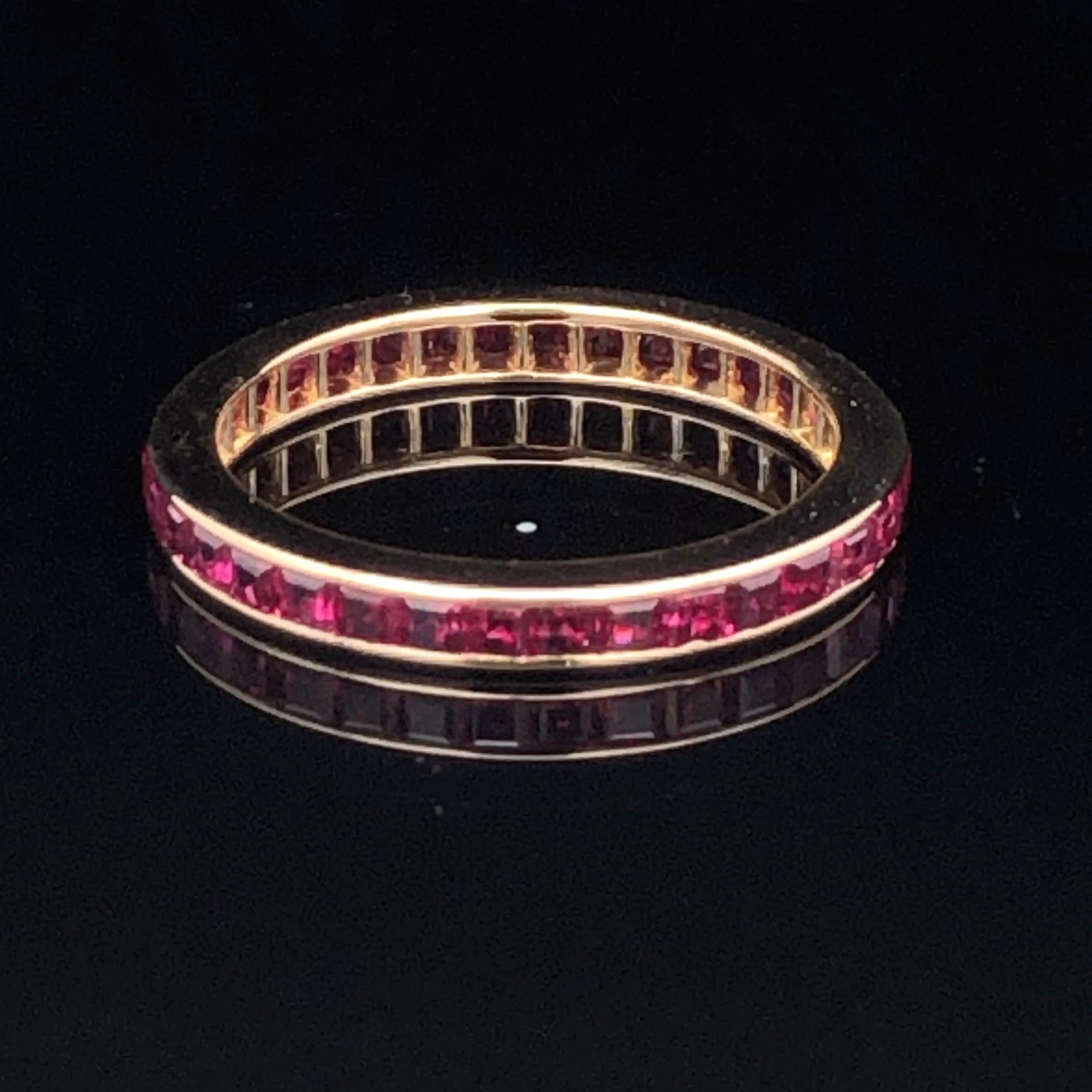 Oscar Heyman Anillo de oro amarillo de 18 quilates con rubí cuadrado de 2,5 mm, talla 6,25 en venta 1