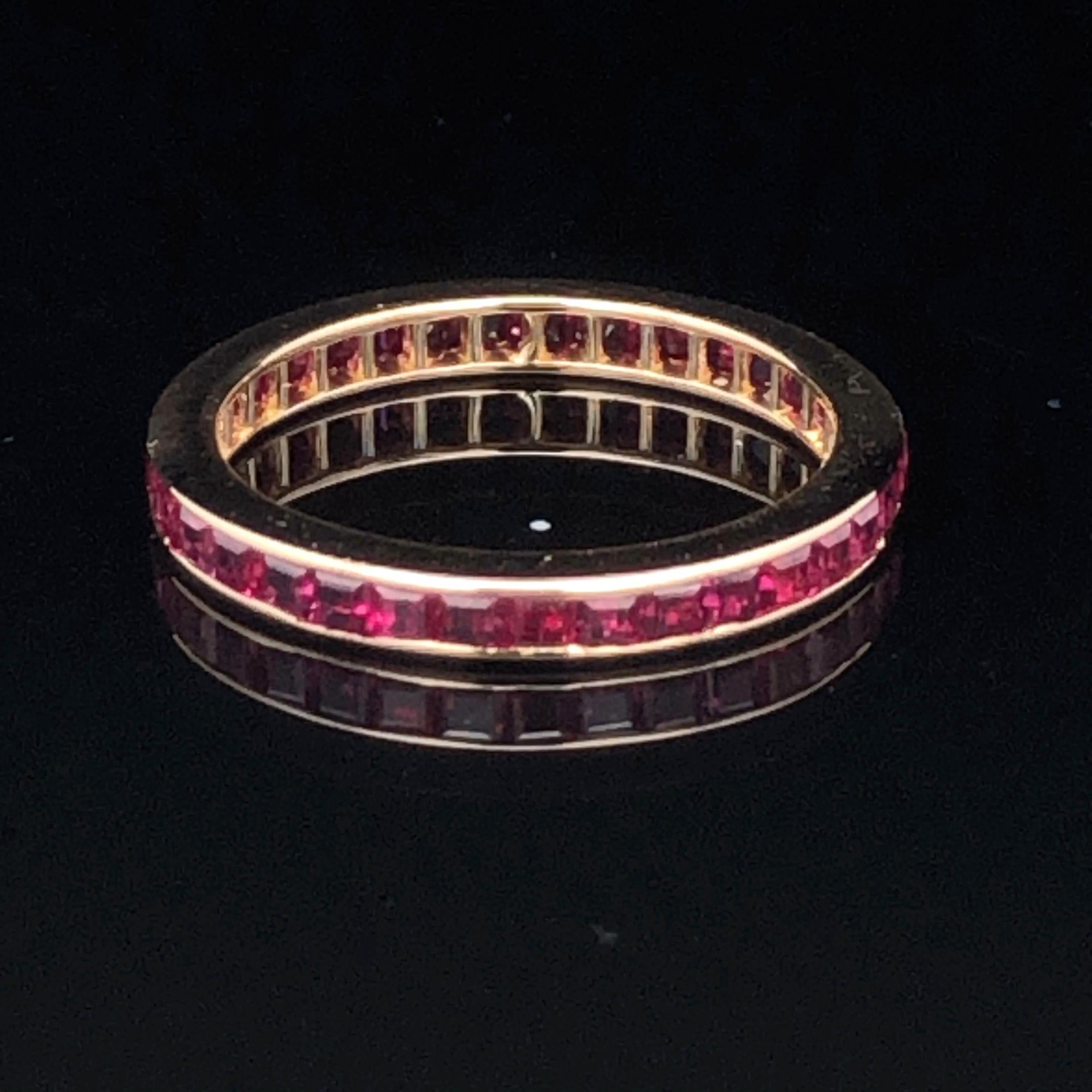 Oscar Heyman Anillo de oro amarillo de 18 quilates con rubí cuadrado de 2,5 mm, talla 6,25 en venta 2