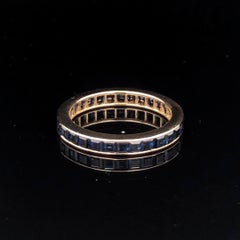 Oscar Heyman 18k Yellow Gold 2.75mm Square Sapphire Band Ring sz 5.5