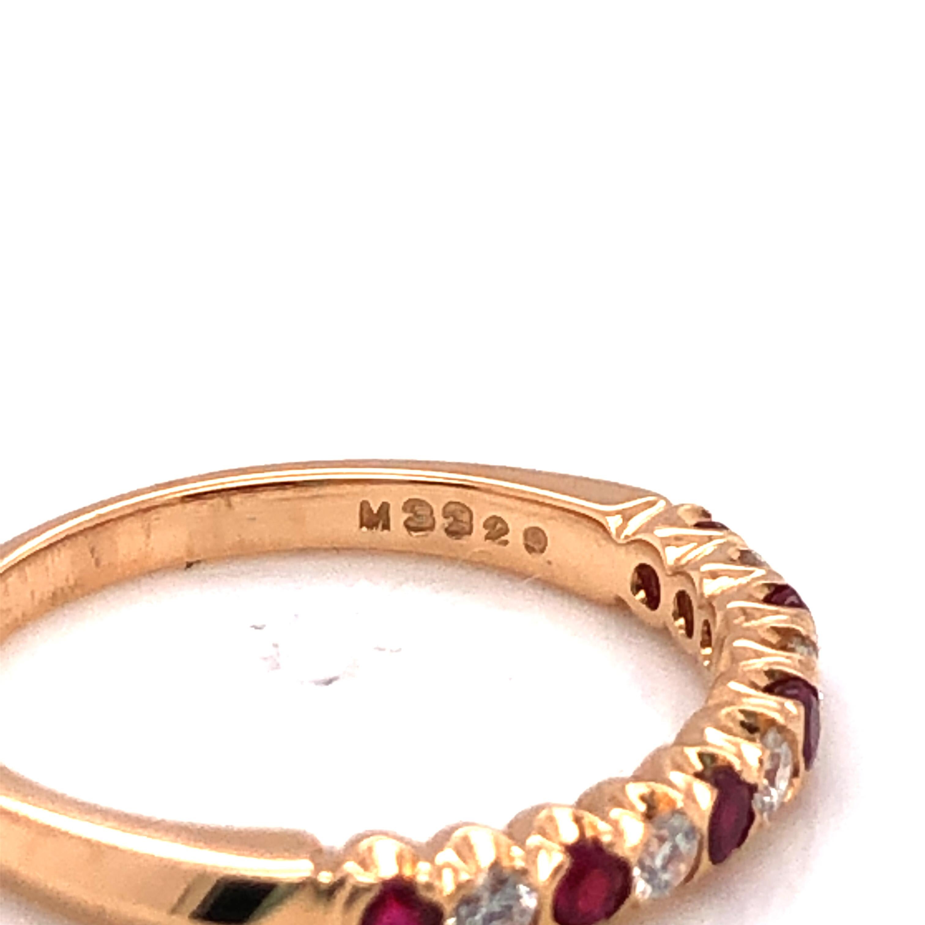 Contemporary Oscar Heyman 18k Yellow Gold Round Ruby and Diamond Partway Wedding Band Ring