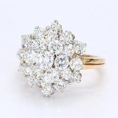 Oscar Heyman Anello Cocktail con Cluster di Diamanti in Oro Giallo e Bianco 18k - Misura 5.25