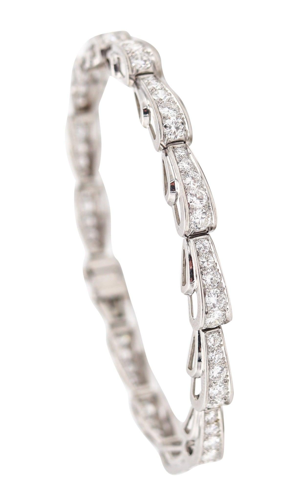 Oscar Heyman 1941 Art-Deco Riviera Bracelet en platine avec 4.13 Ctw Diamants en vente