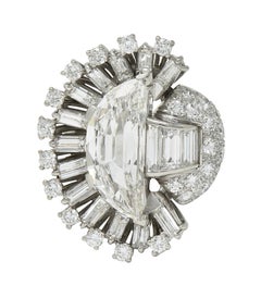 Oscar Heyman 1946 Mid Century Diamond Platinum Vintage Half-Moon Spray Ring
