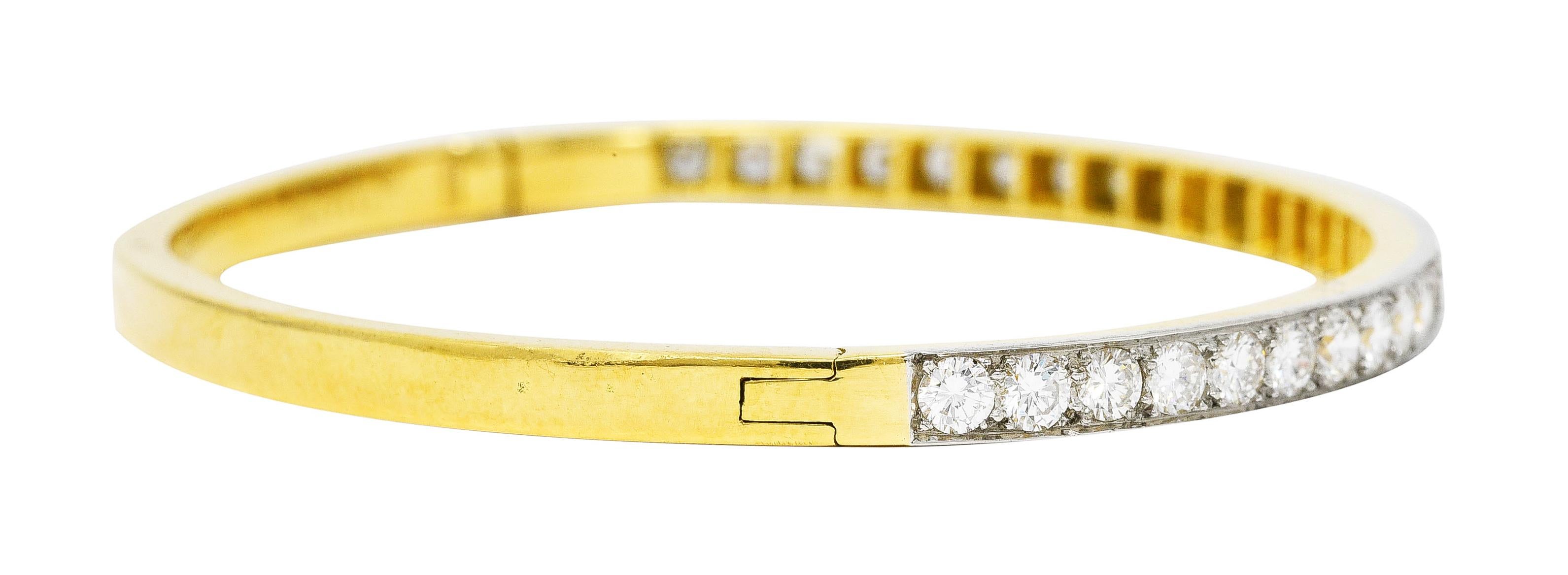 Round Cut Oscar Heyman 1950's 2.90 Carats Diamond Platinum 18 Karat Bracelet