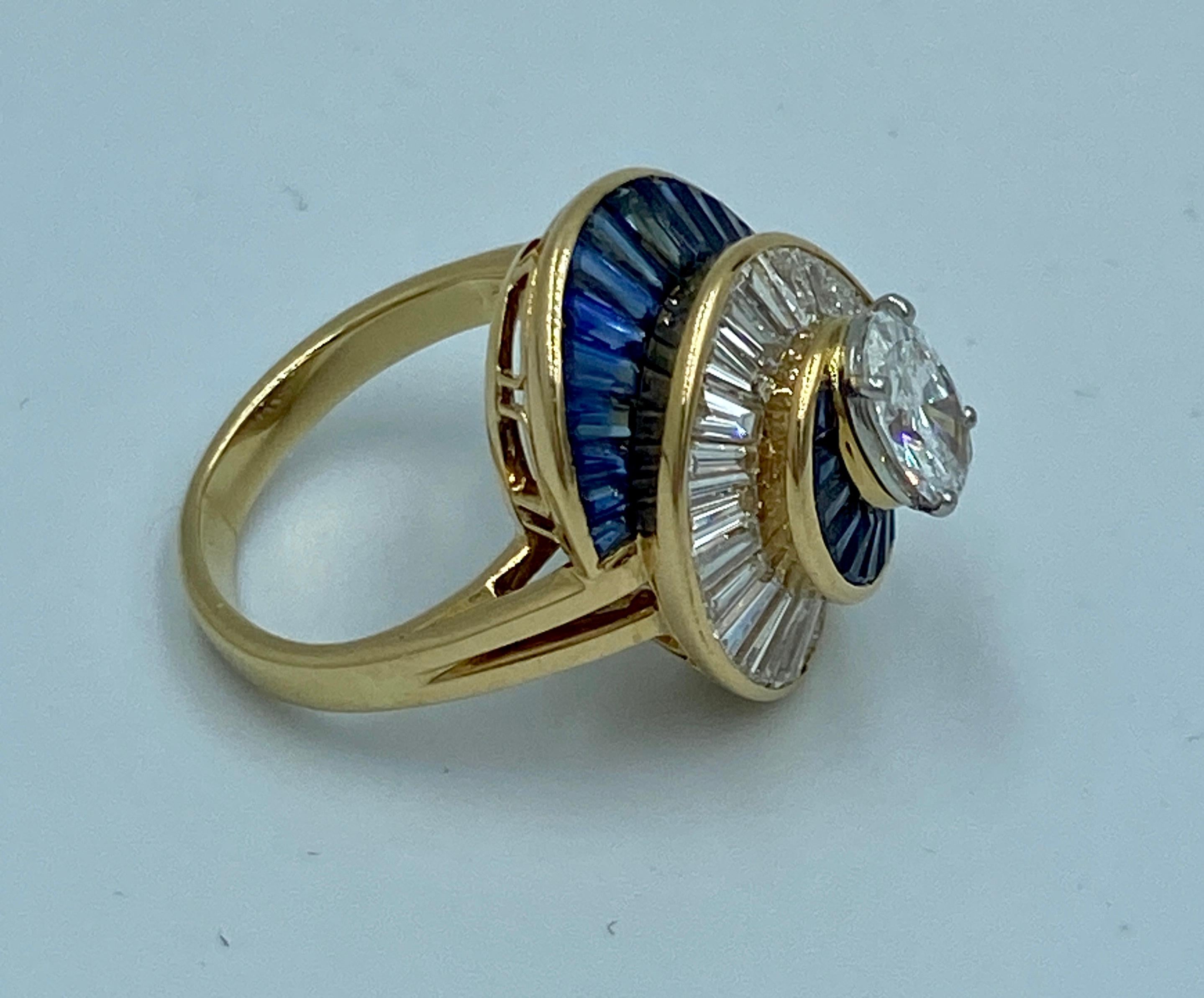 Oscar Heyman 1960er Jahre Ballerina-Ring mit Diamanten und Saphiren 4