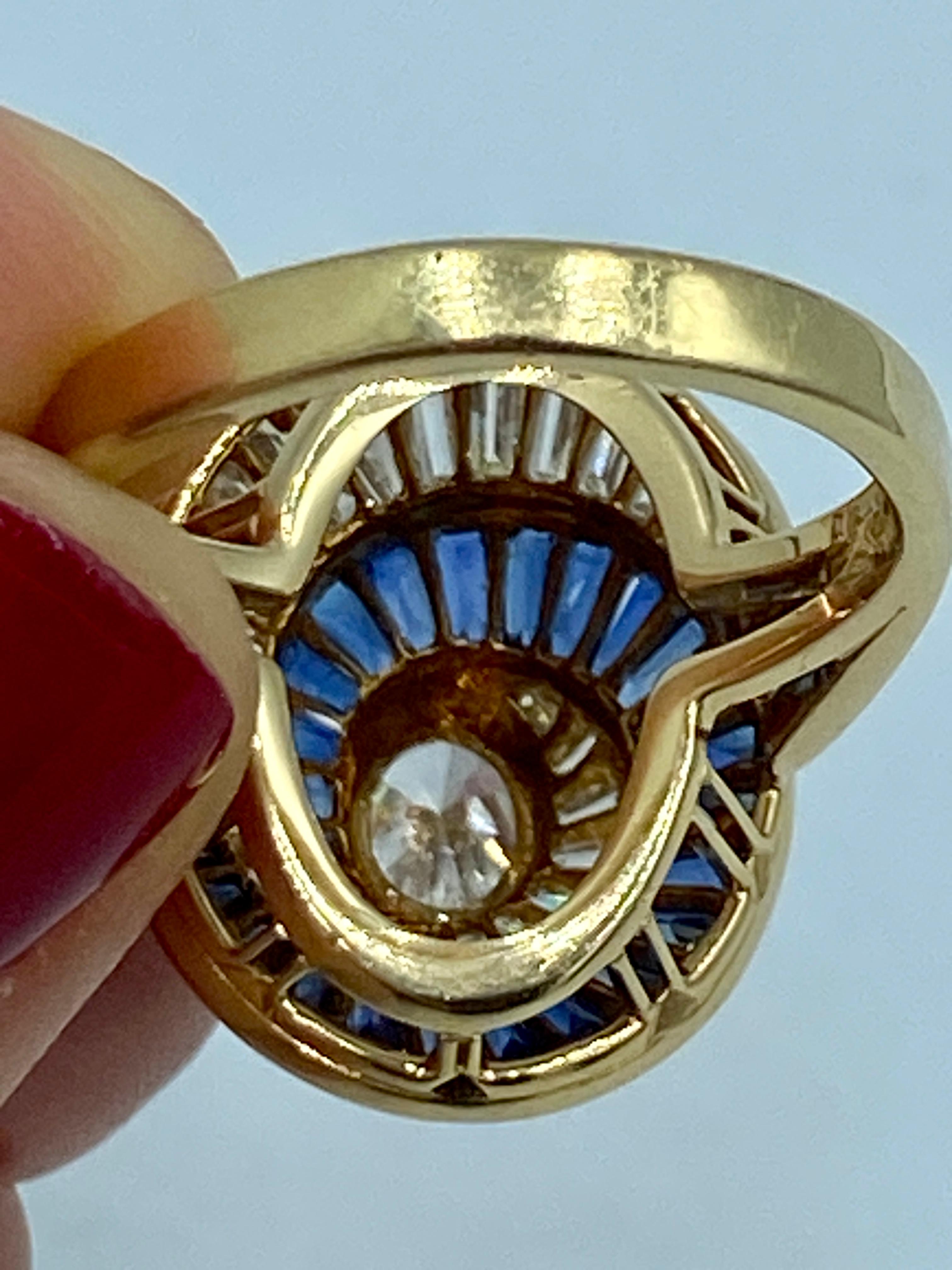 Oscar Heyman 1960er Jahre Ballerina-Ring mit Diamanten und Saphiren 6