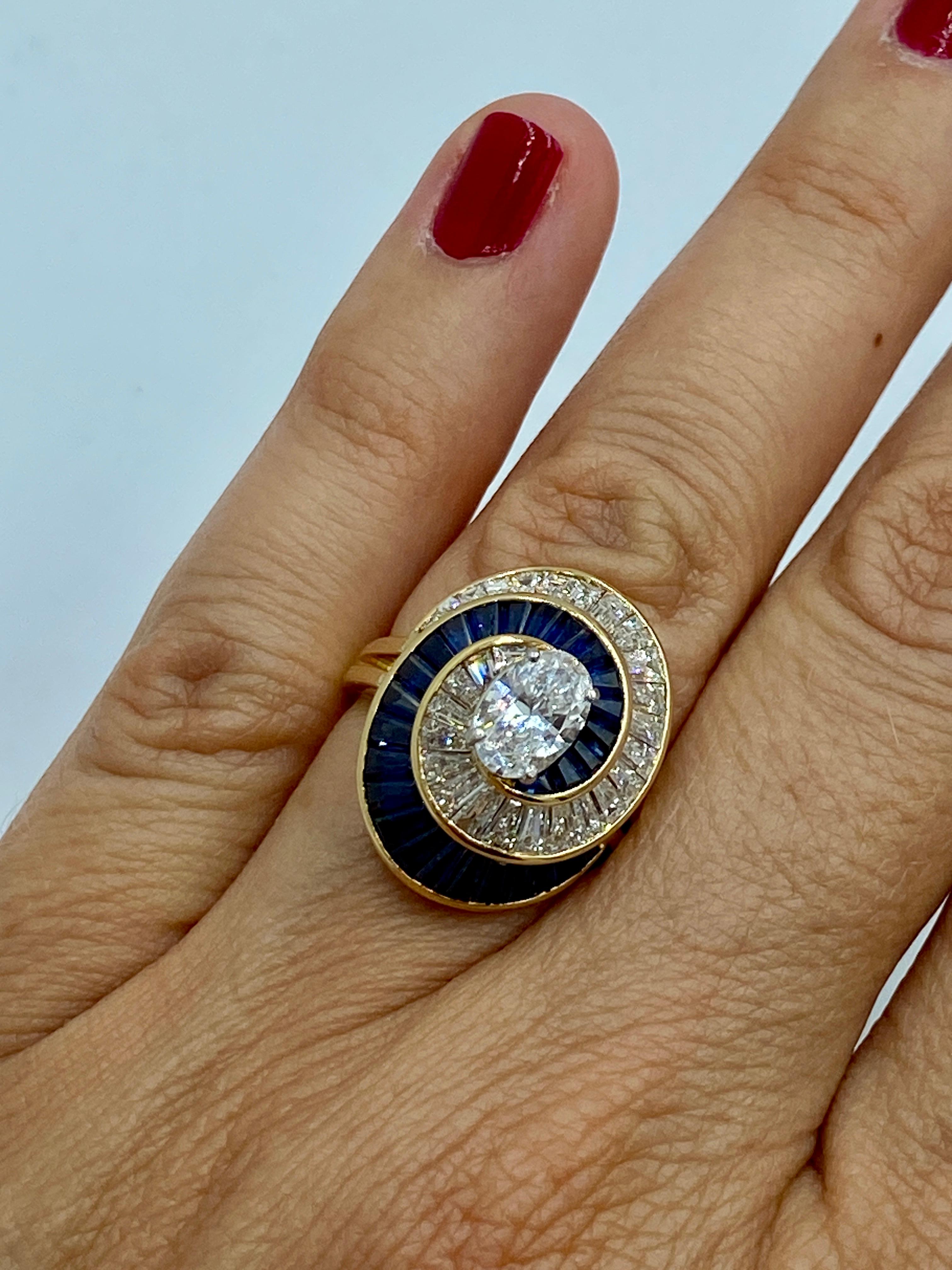 Oscar Heyman 1960er Jahre Ballerina-Ring mit Diamanten und Saphiren 8