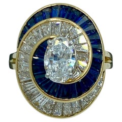 Oscar Heyman 1960er Jahre Ballerina-Ring mit Diamanten und Saphiren
